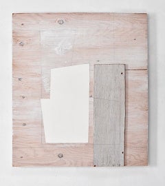 'Once Again' Abstract Geometric Wall Piece Wood/Paint in Gray, White, Neutrals