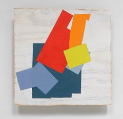 « Periscope », huile sur bois technique mixte géométrique abstraite moderne aux couleurs vives