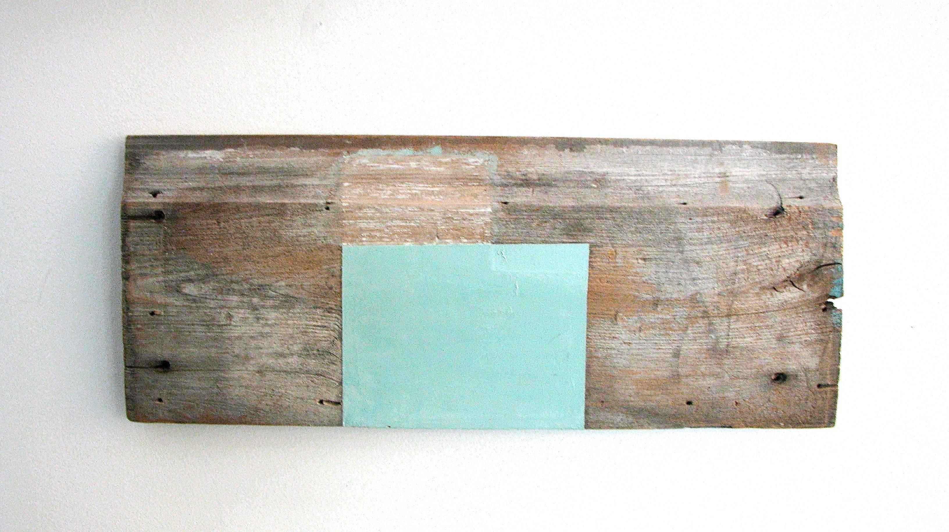 « Stack-Up », huile sur bois technique mixte abstraite géométrique moderne bleu vif aqua en vente 4