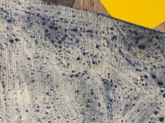 "Sin título" Abstracto geométrico sobre madera, textura, ocre amarillo, negro, gris