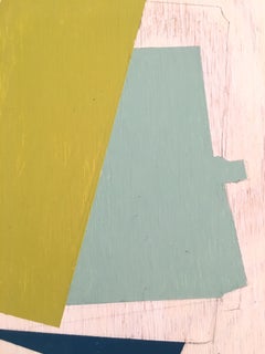 "Analogy's Nob" Geometric Abstract Blue Green Mixed Media Oil on Wood