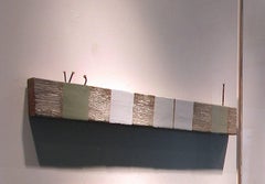 "Overcast" astratto geometrico a tecnica mista con pittura a olio Wood Gray moderno