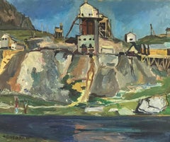Vue du site de construction du barrage de Salanfe (VALAIS) 1947-1953 par Ducommun