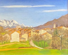 "Salla Biellese, Gesamtansicht" von Jean F. Chomel - Öl auf Holz - 45,5x37,5 cm