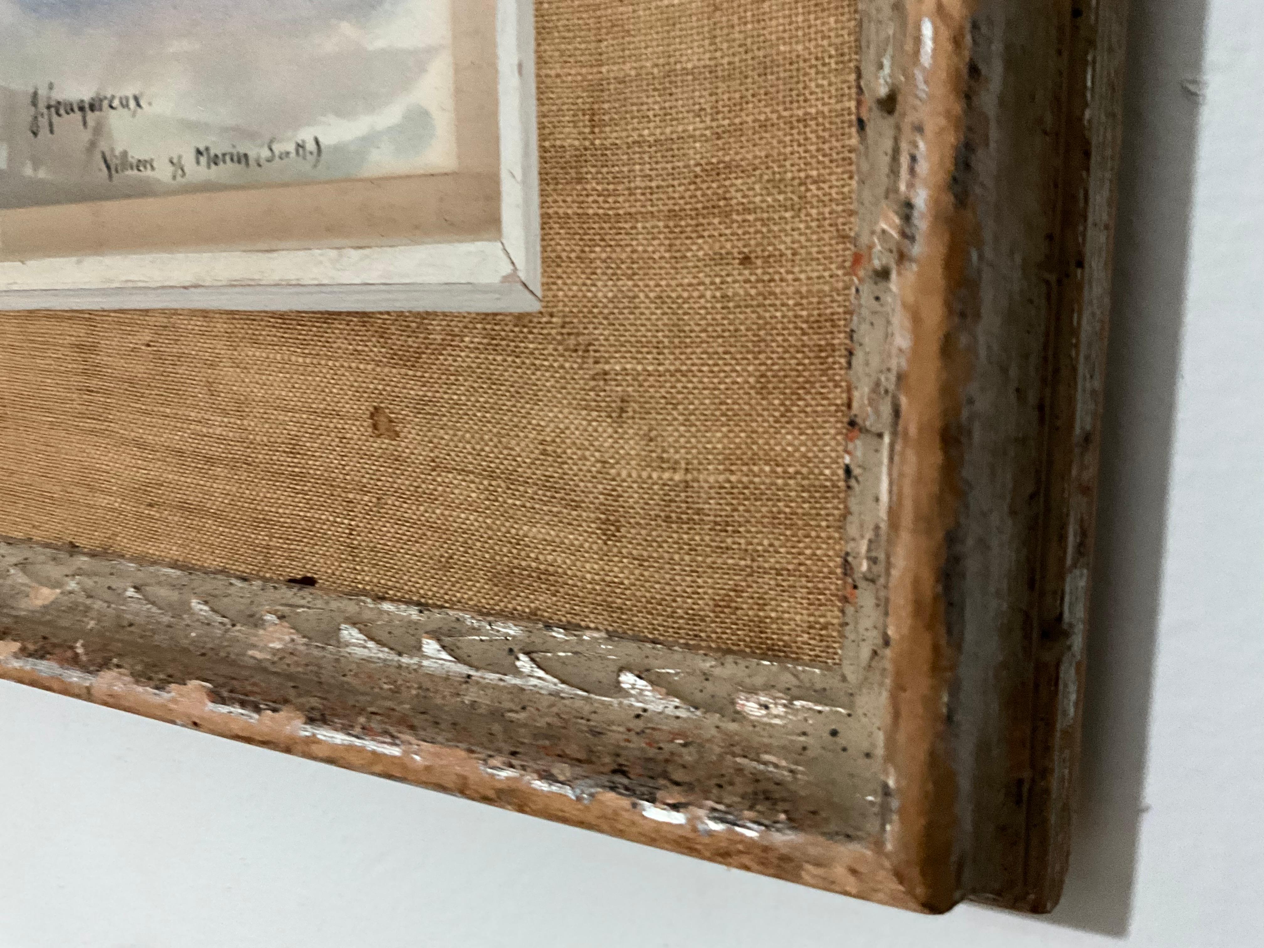 French Provincial Jean Feugereux (1923 - 1992) French Countryside Watercolor For Sale