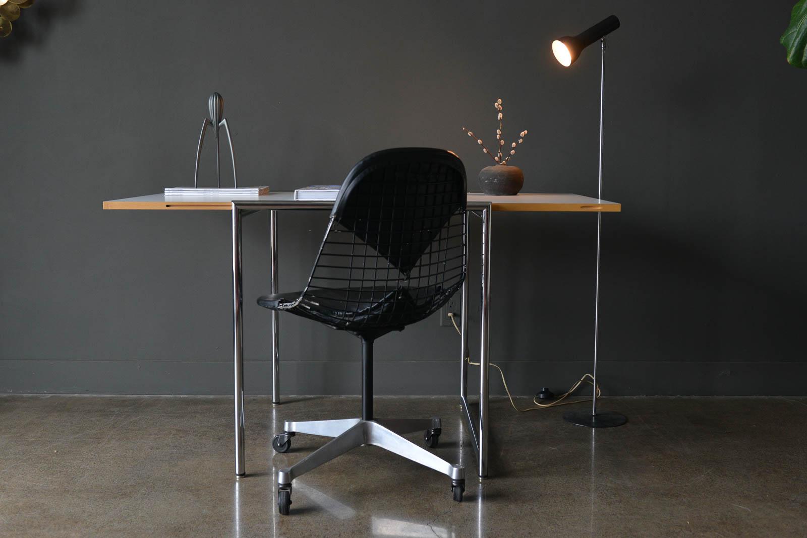 'Jean' folding table or desk by Eileen Gray. Originally designed in 1929, this is a new production model by Classicon. Jean, named after Eileen Gray‘s intimate friend of many years, the architect Jean Badovici, stood in various models in their