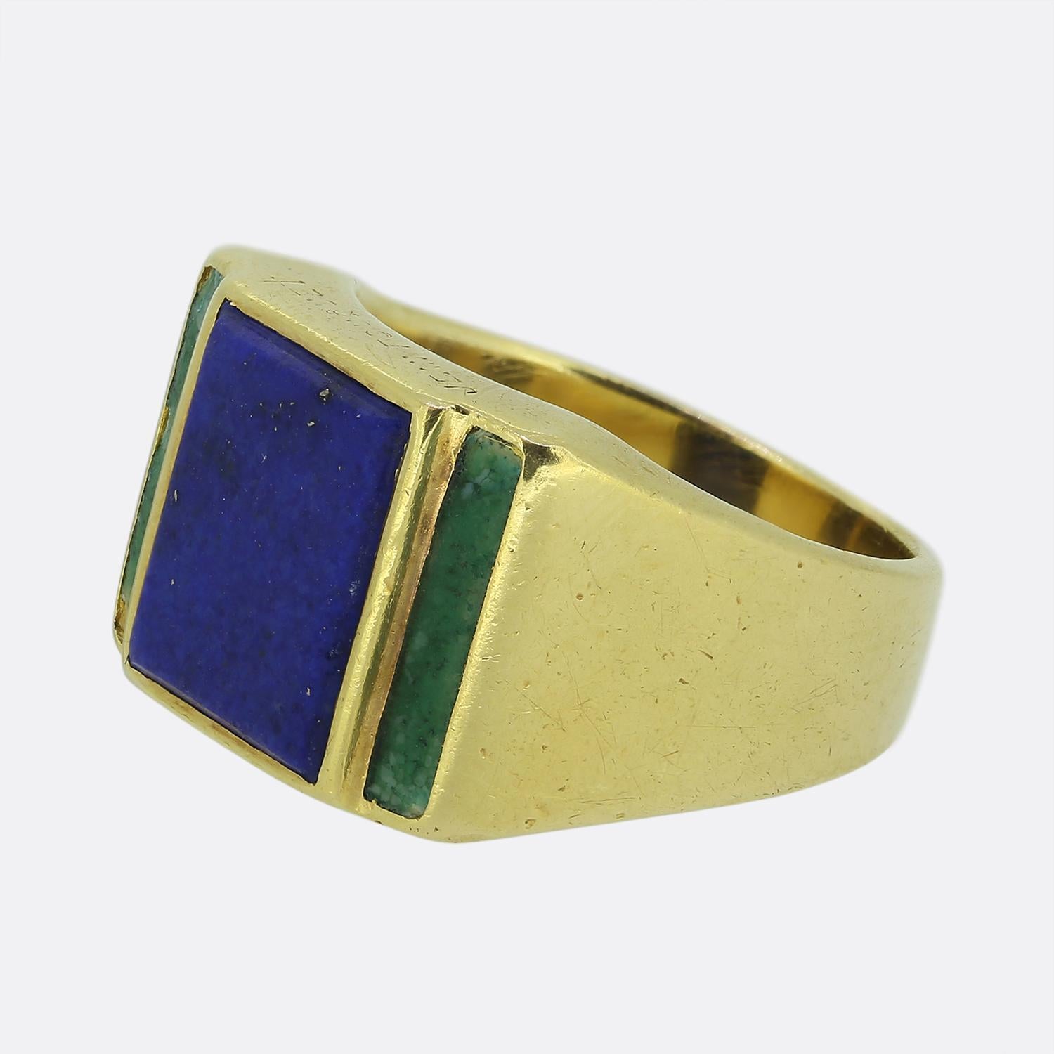 Art nouveau Ensemble chevalière et broche Jean Fouquet en lapis-lazuli et jadéite en vente