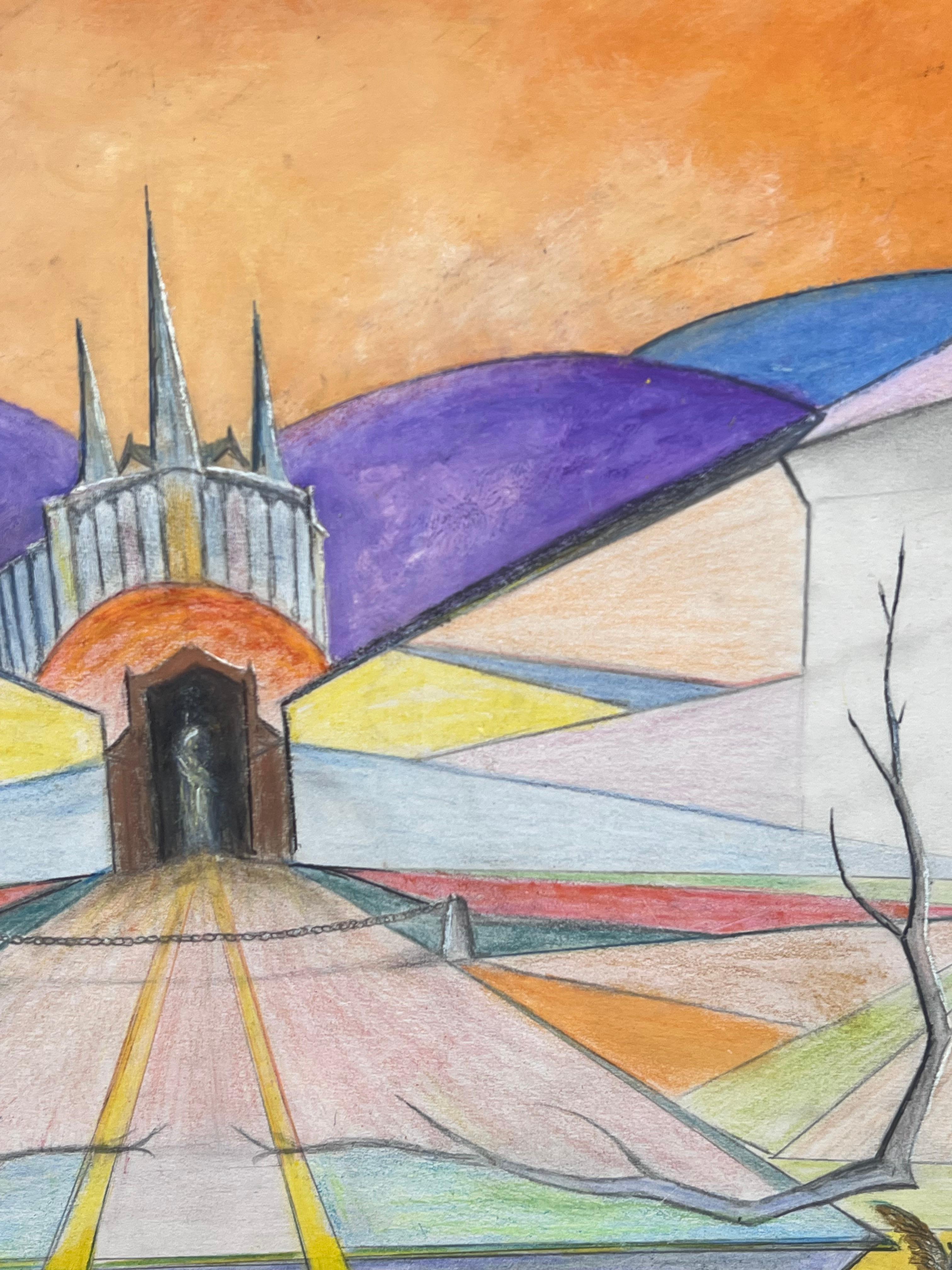 Pintura paisajista abstracta Puertas que conducen a un reino mítico en venta 1