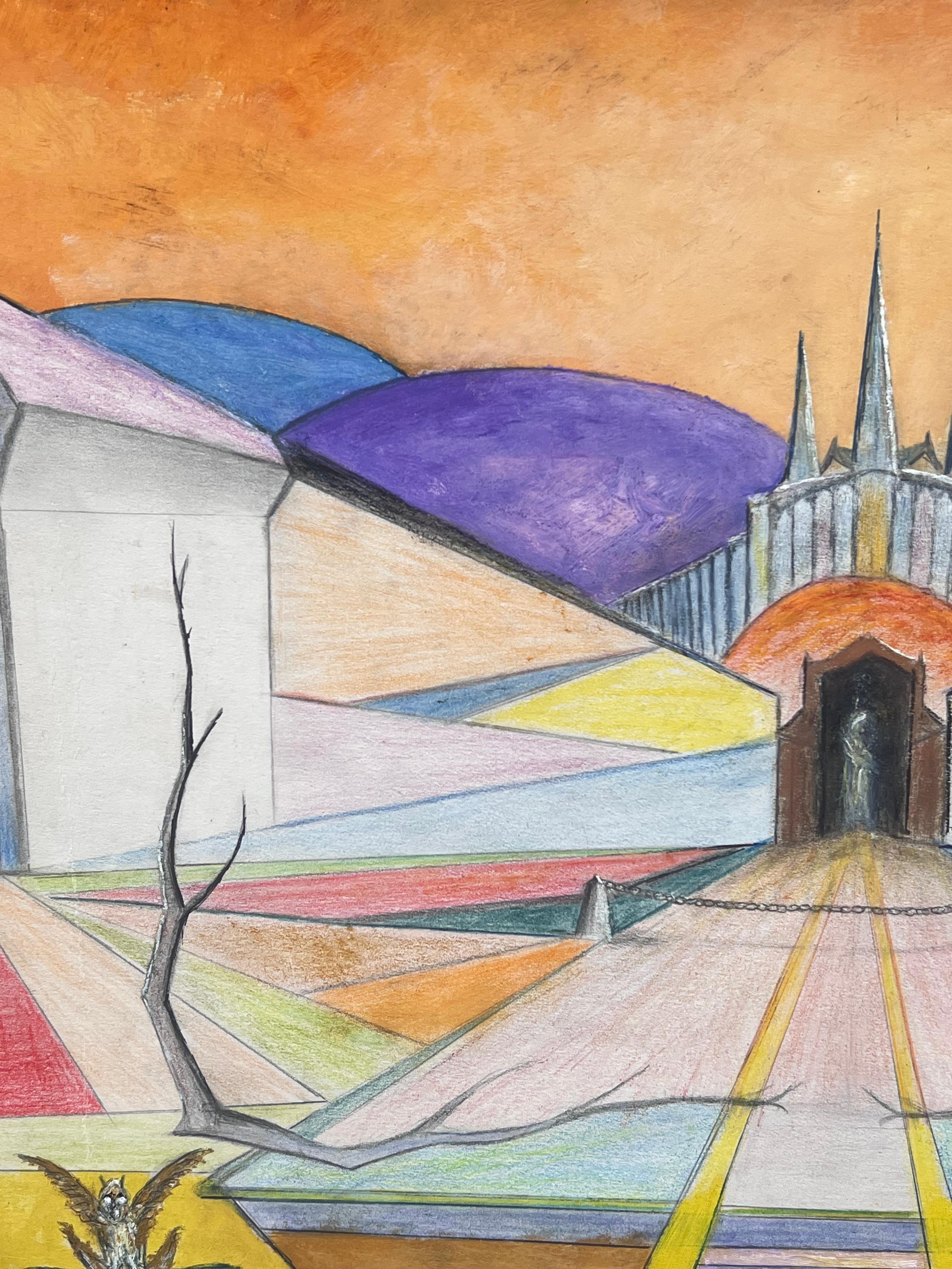 Pintura paisajista abstracta Puertas que conducen a un reino mítico en venta 2