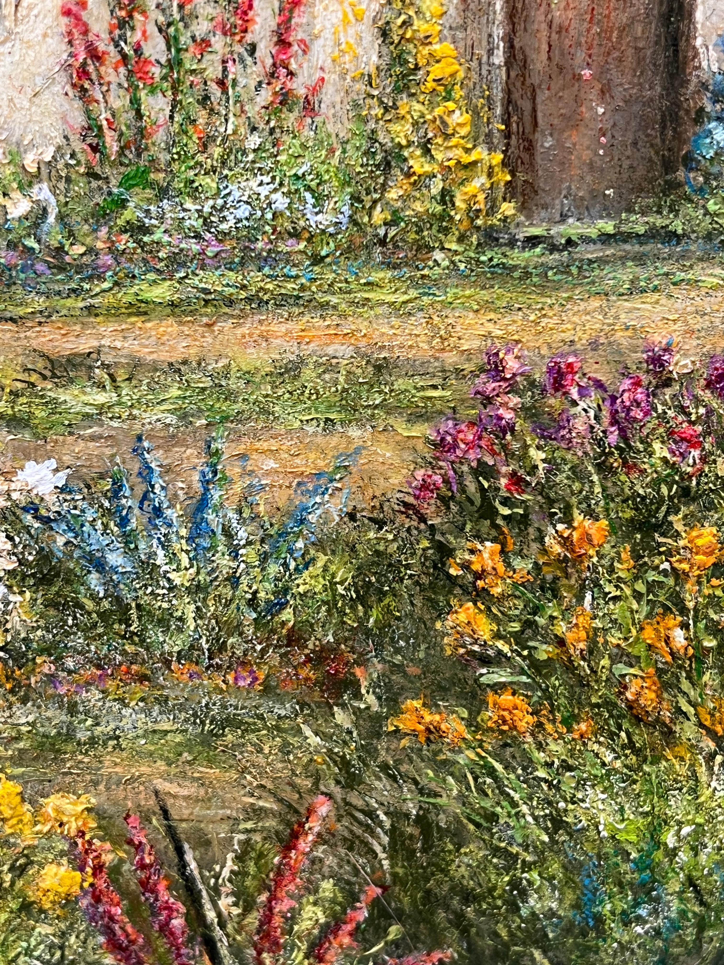 Farm House Cottage Nestled In The Flower Meadows Oil Landscape Painting For Sale 4