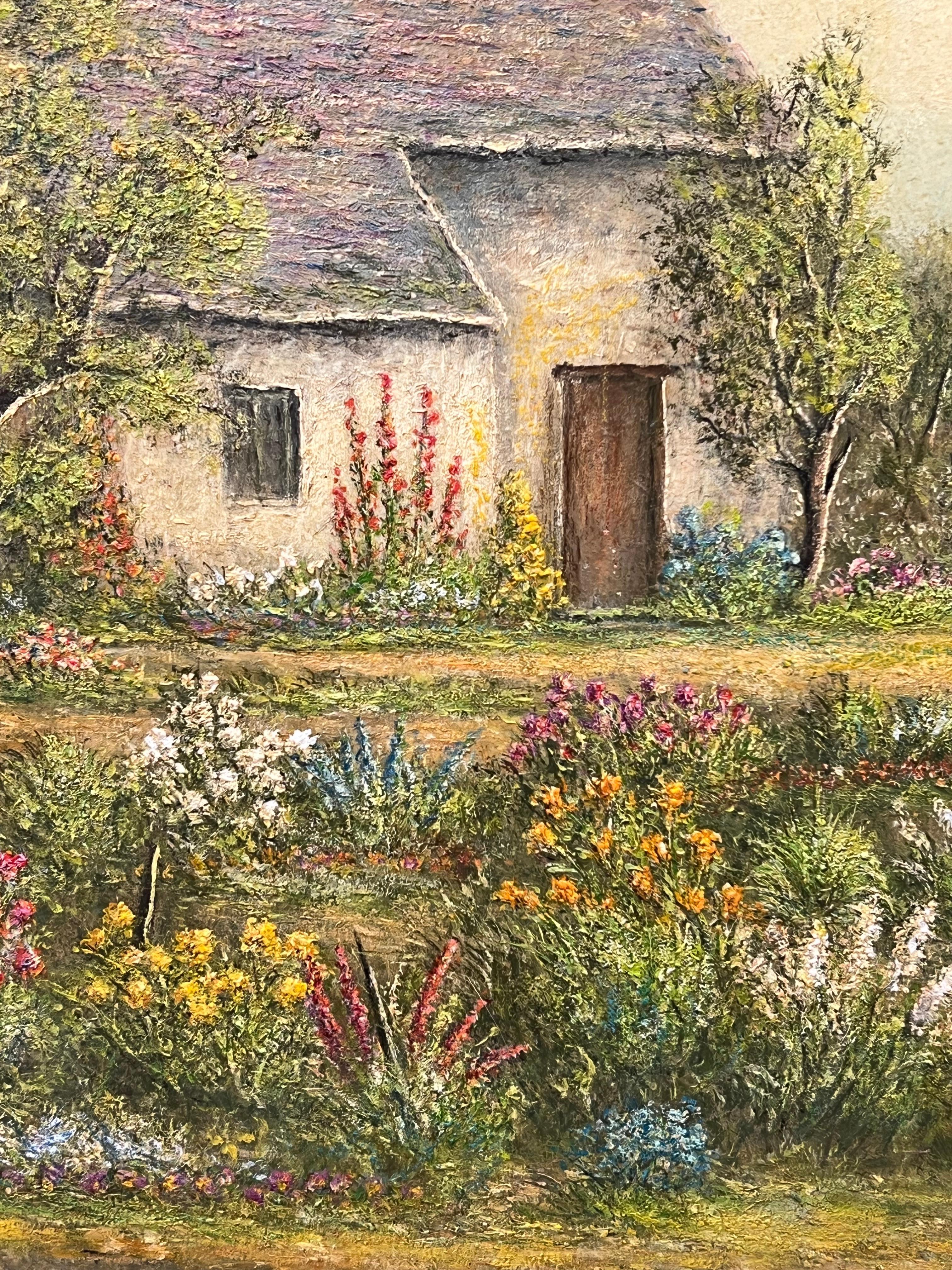 Farm House Cottage Nestled In The Flower Meadows Oil Landscape Painting For Sale 6