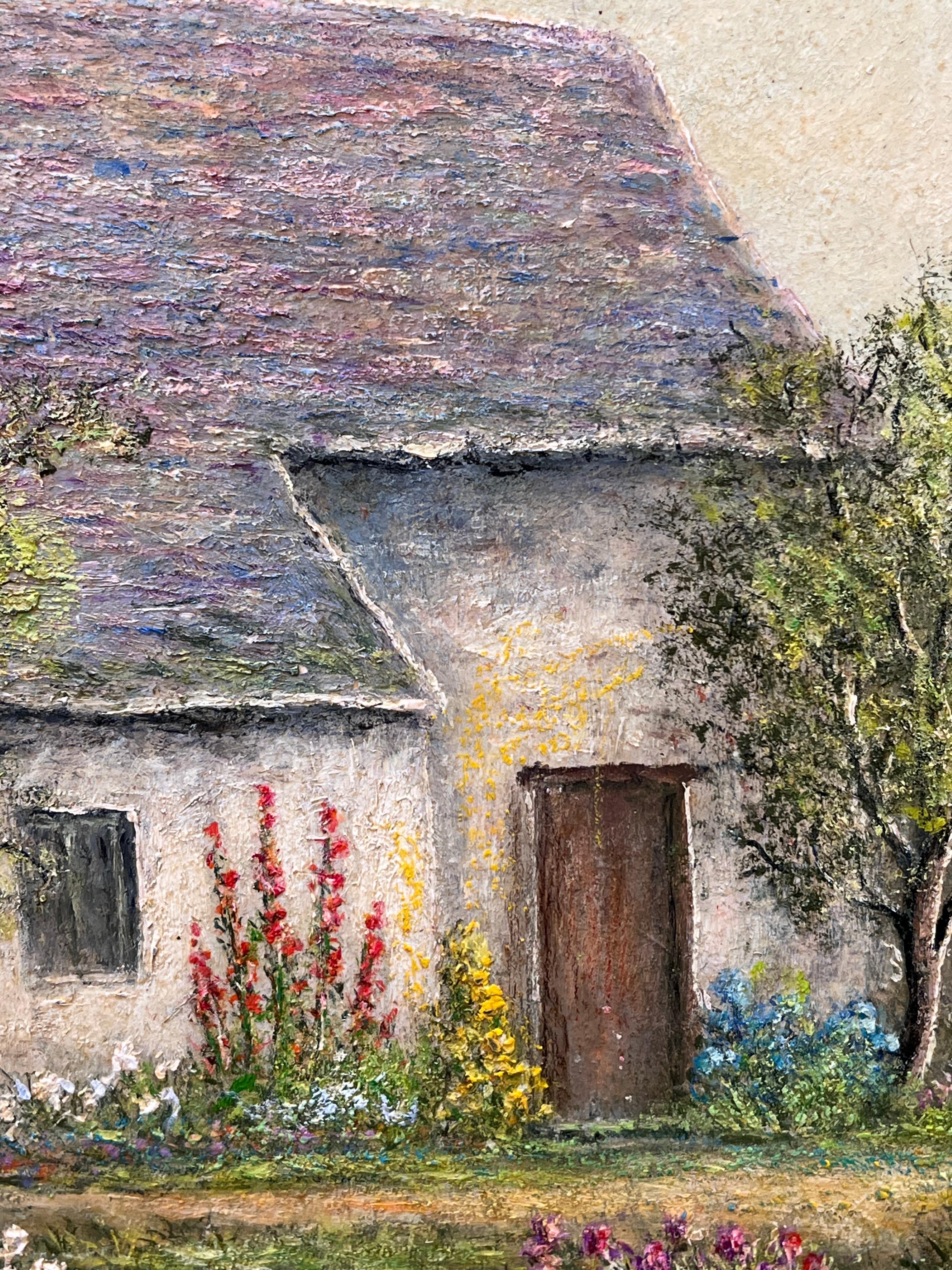 Farm House Cottage Nestled In The Flower Meadows Oil Landscape Painting For Sale 7