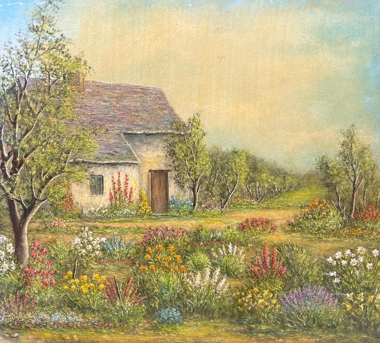 Toile Encadrée Grand Format - Prairie Fleurie Paysage Vintage - Décoration Murale 30x20 Pouces