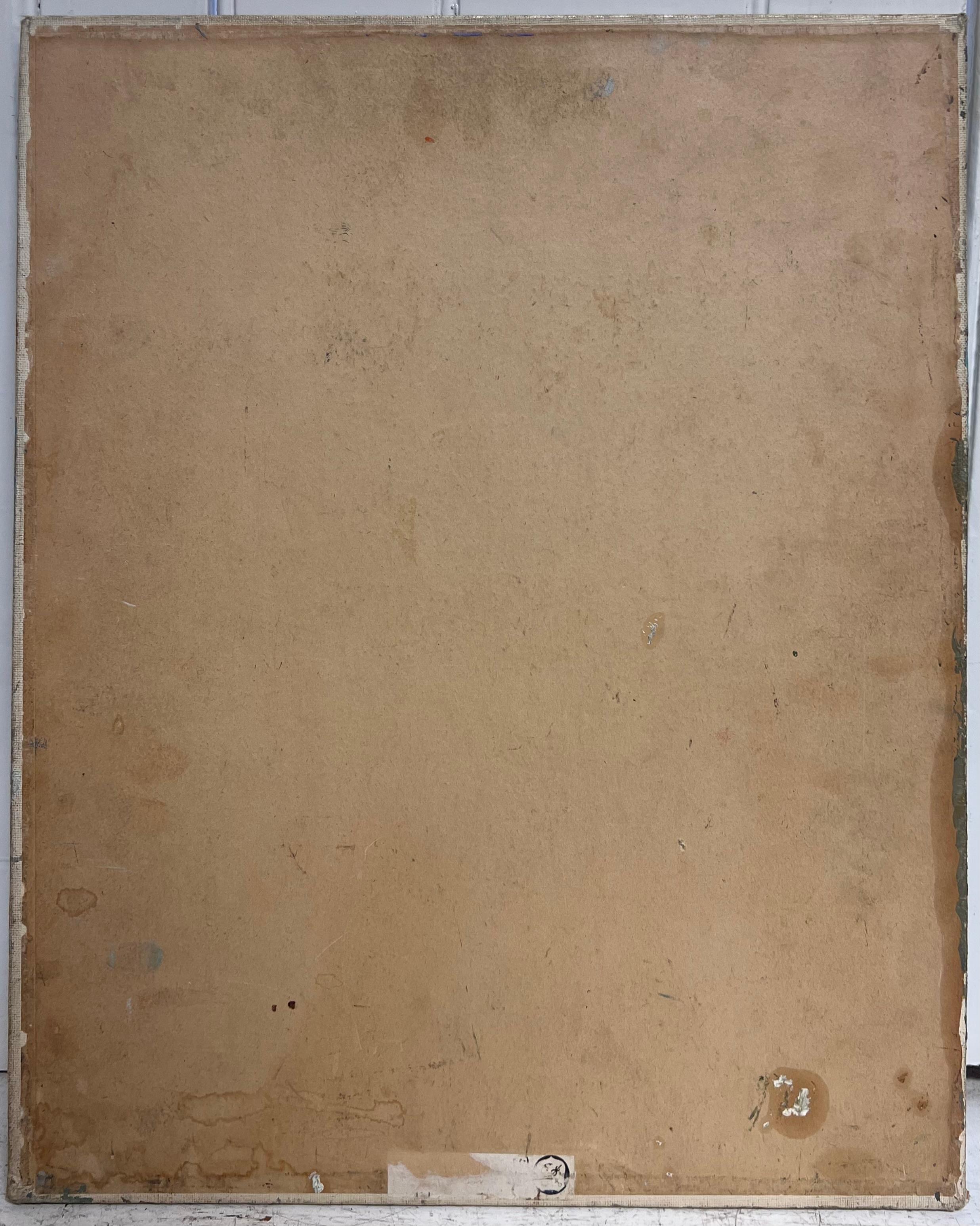 Peinture à l'huile : traces de champs jaune d'or avec fleurs de peigne indien en train de germer en vente 5