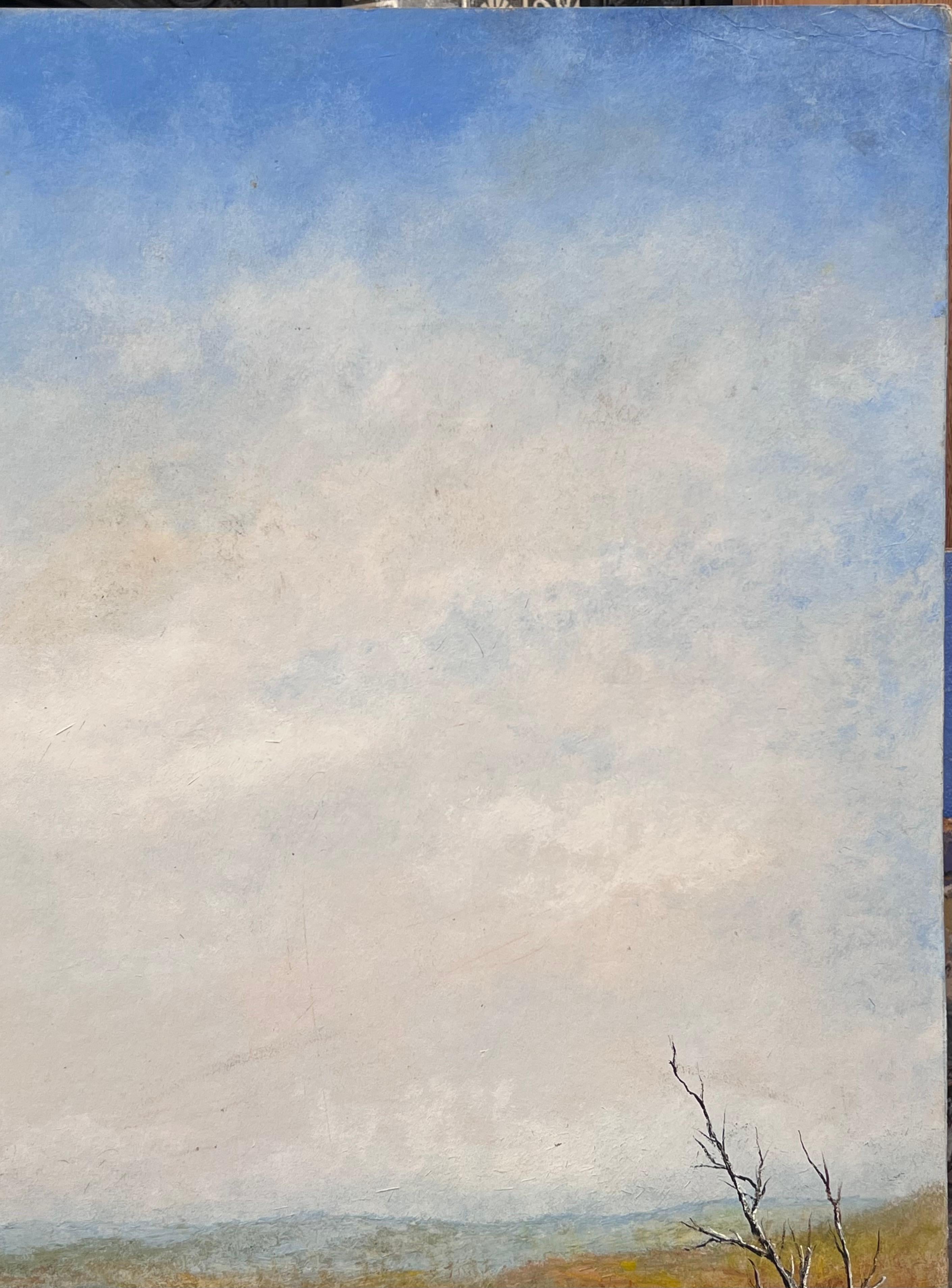 Valli d'autunno 
di Jean Fourie (1927-2015)
Artista francese che dipingeva nella regione francese dello Champagne
dipinto a olio su cartoncino, senza cornice
dipinto: 21,5 x 16,5 pollici
condizioni: lievi segni superficiali dovuti alla precedente