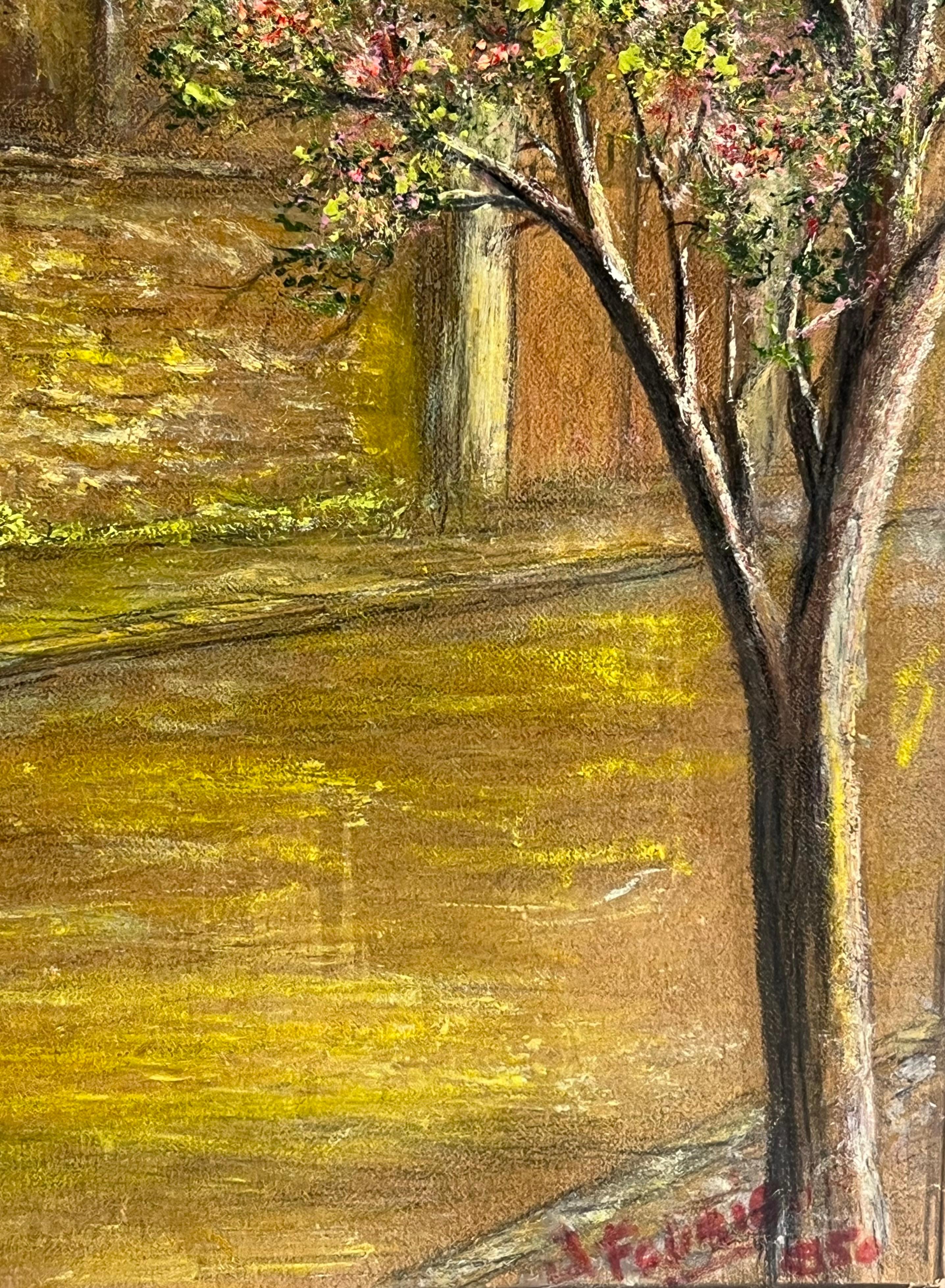 Ruhige Straße in der Abenddämmerung
von Jean Fourie (1927-2015)
von 1950
Französischer Künstler, der in der Champagne malt
Ölgemälde auf dünnem Karton, ungerahmt
Brett: 18 x 13 Zoll
Zustand: die vier Ecken des Kartons sind leicht angeknabbert, das