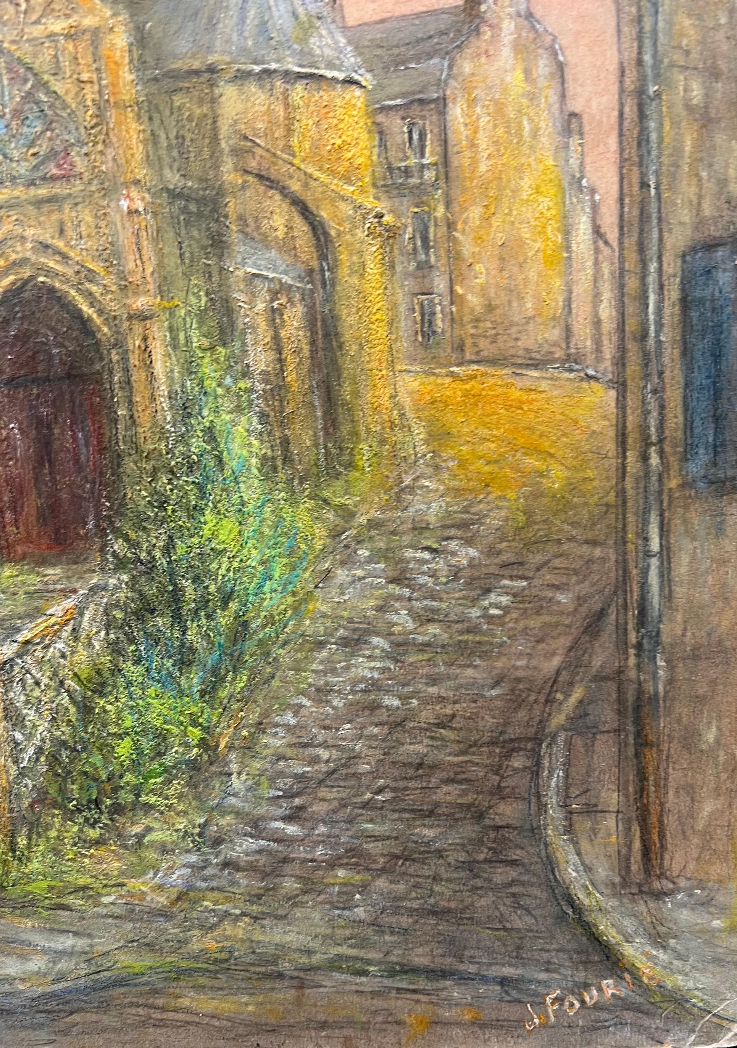Spine Church's 
unterzeichnet von Jean Fourie (1927-2015)
Französischer Künstler, der in der Champagne malt
Ölgemälde auf Karton, ungerahmt
Gemälde: 24 x 18 Zoll
doppelseitig 
Zustand: kleinere Oberflächenabdrücke durch frühere Lagerung, ansonsten