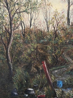 Tall Tree Autumn Woodland Windy Path Oil Landscape Painting