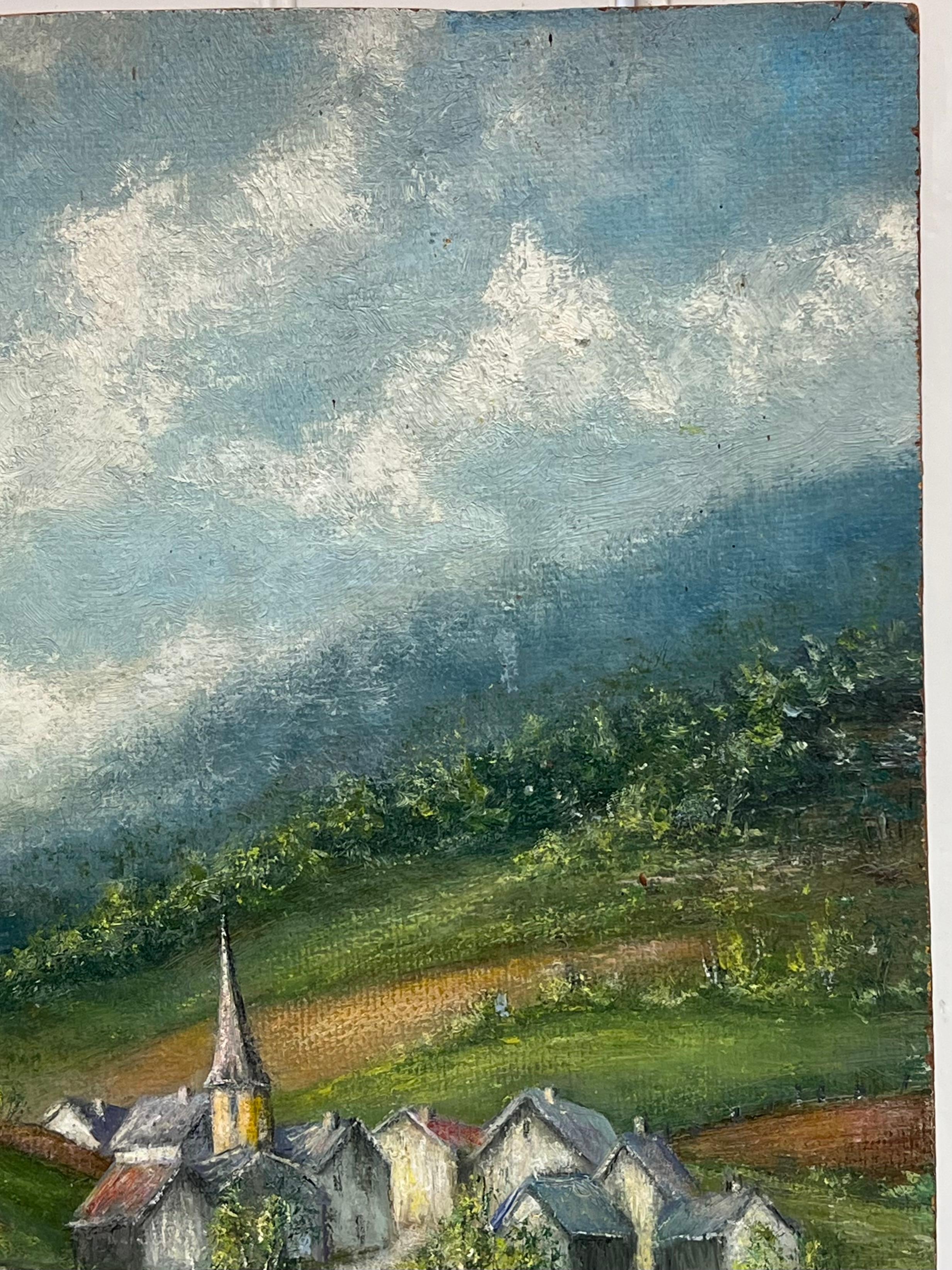 Church s'est cachée dans les vallées françaises A.I.C. Peinture à l'huile Paysage en vente 1