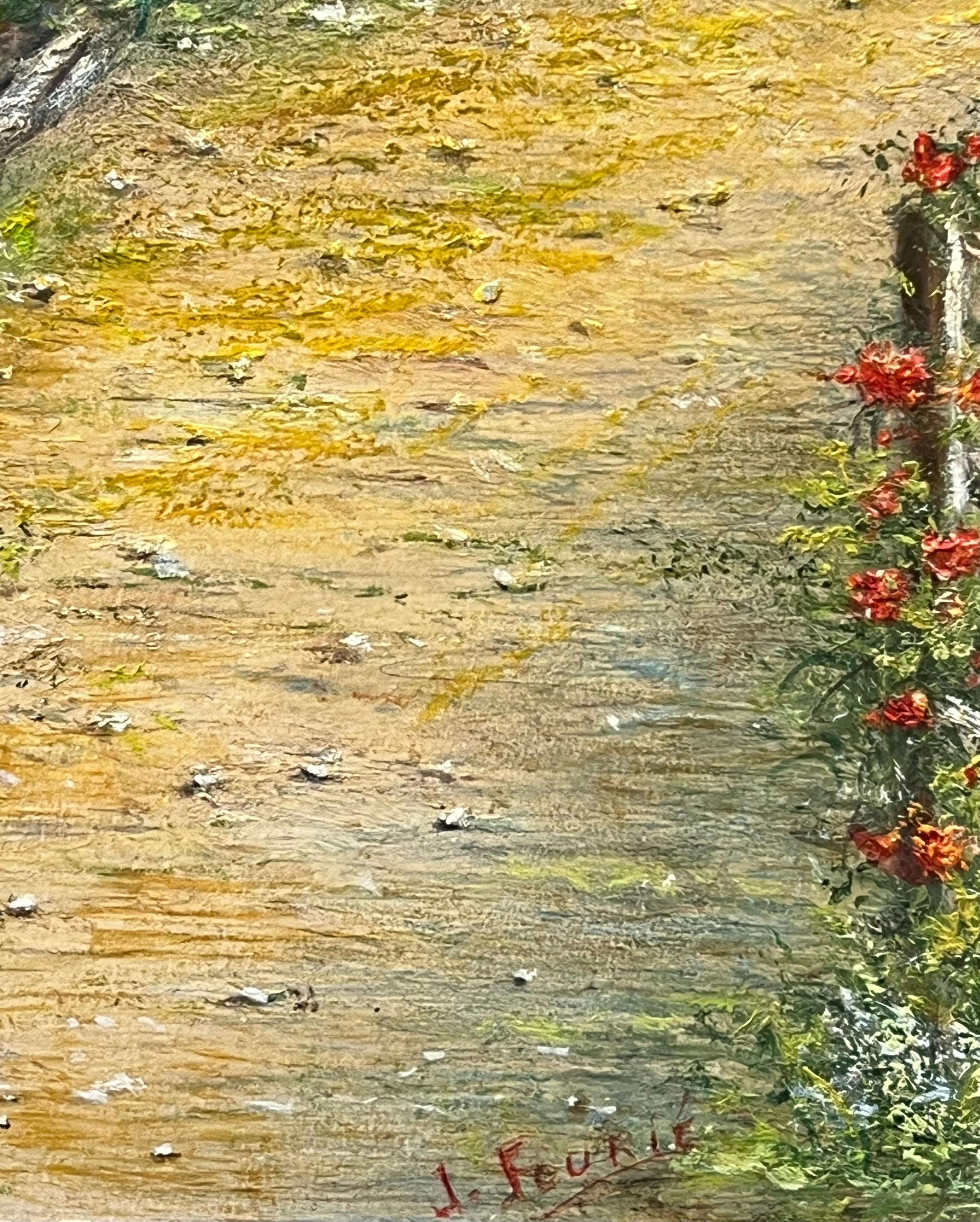 Village Street of Tight Packed Cottages Oil Landscape Painting For Sale 5
