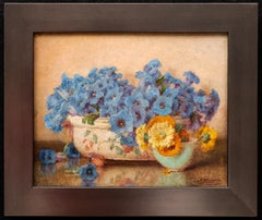 „Komposition mit blauen Gentians und Chrysanthemen“ Jean Fournet (Franzose 1878-?)