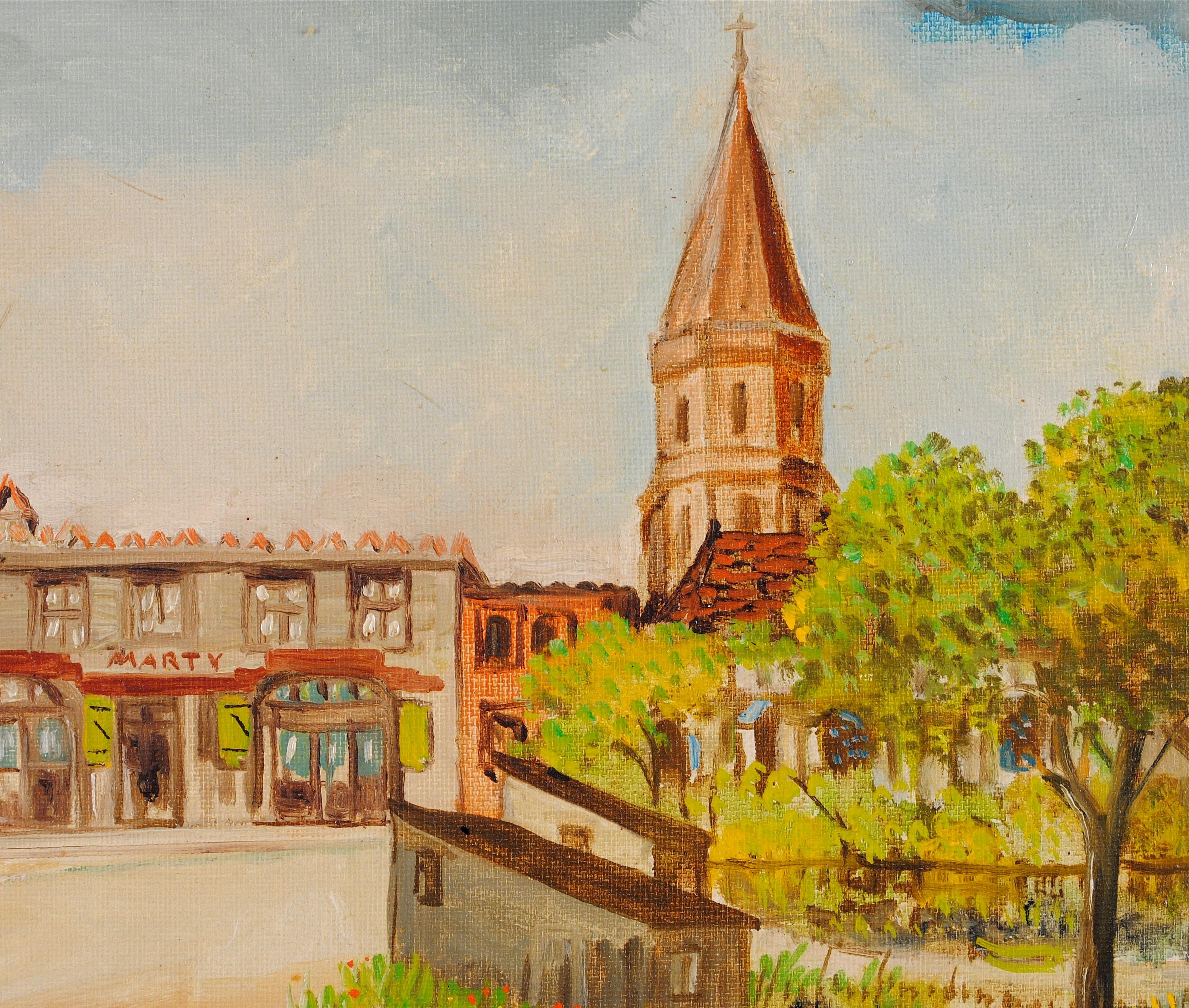 Lardenne, Toulouse - Mediados del siglo XX Sur de Francia Naïf francés Pintura al óleo - Landscape Painting Marrón de Jean Fous