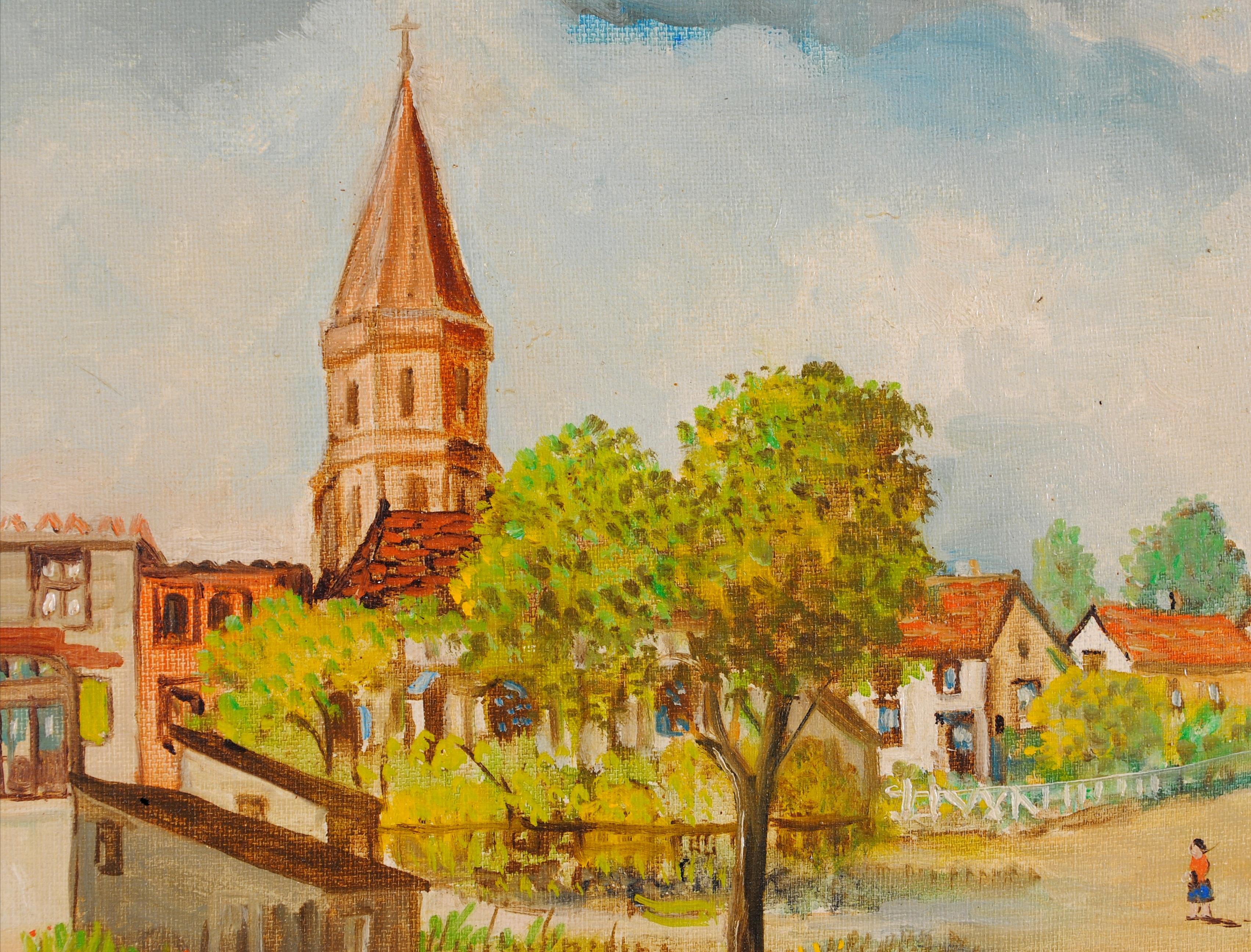 Lardenne, Toulouse - Mediados del siglo XX Sur de Francia Naïf francés Pintura al óleo en venta 1