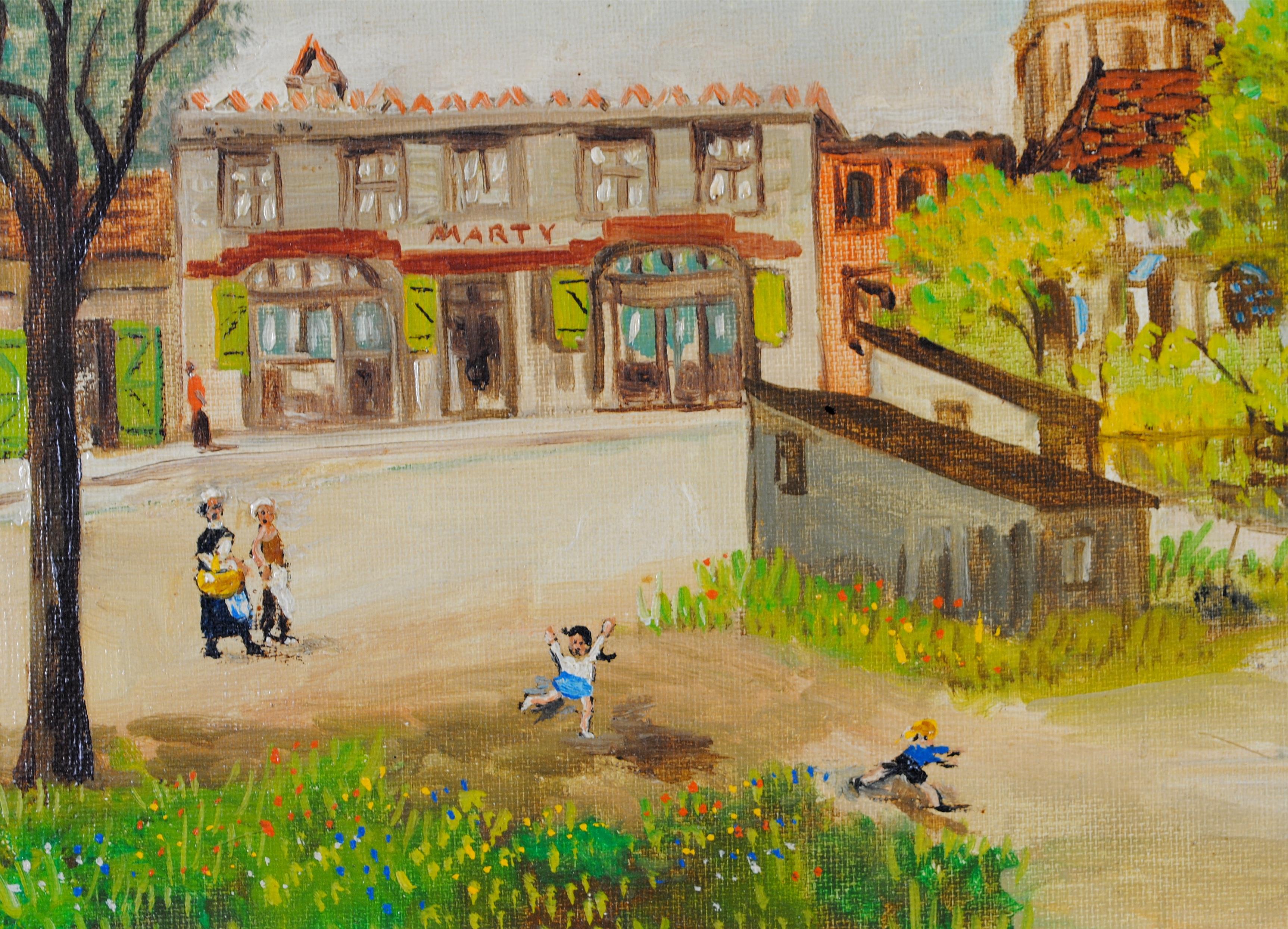 Lardenne, Toulouse - Mediados del siglo XX Sur de Francia Naïf francés Pintura al óleo en venta 3