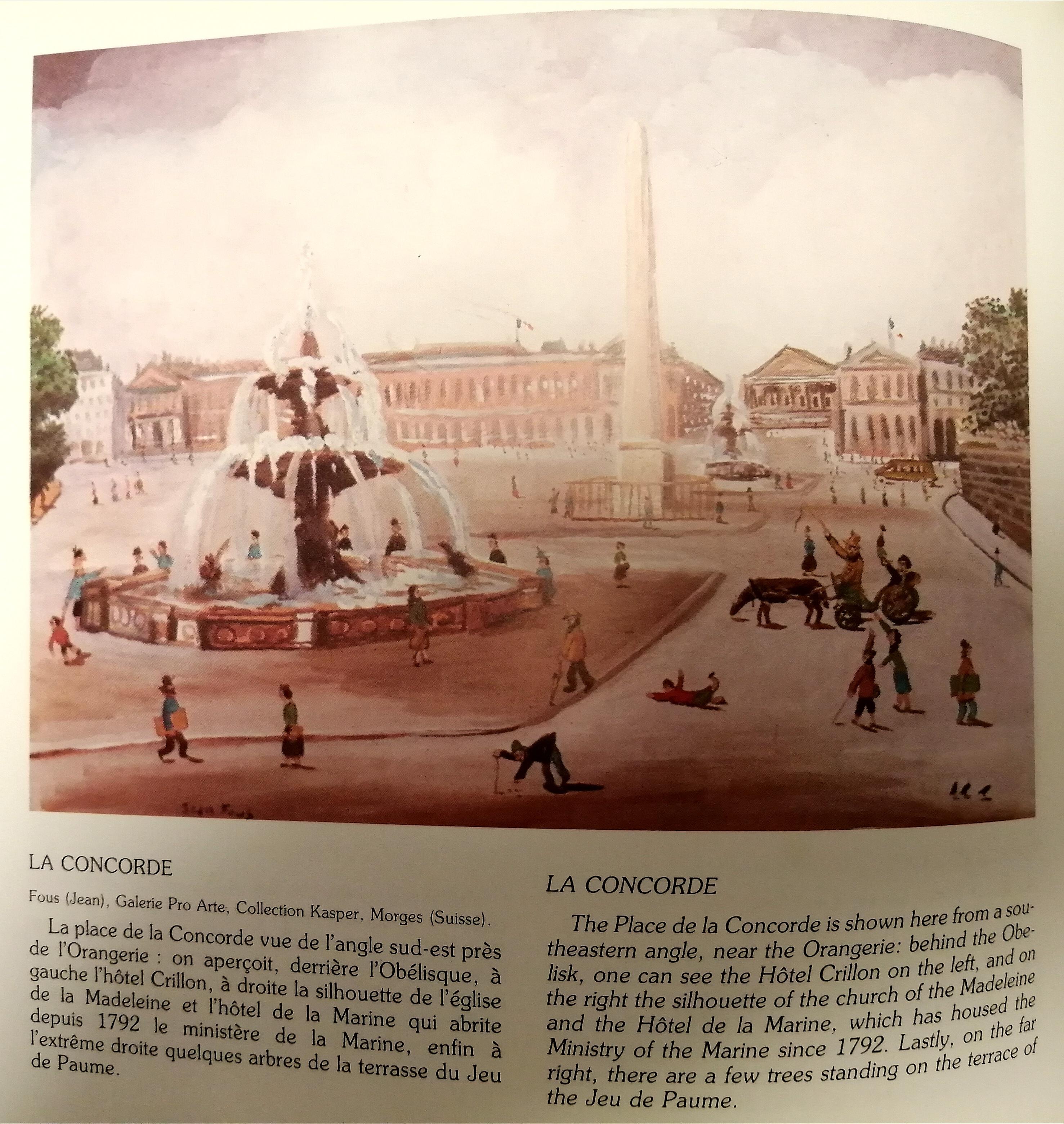 Place de la Concorde - Mediados del siglo XX París Pintura Naïf Francesa Óleo sobre tabla en venta 6