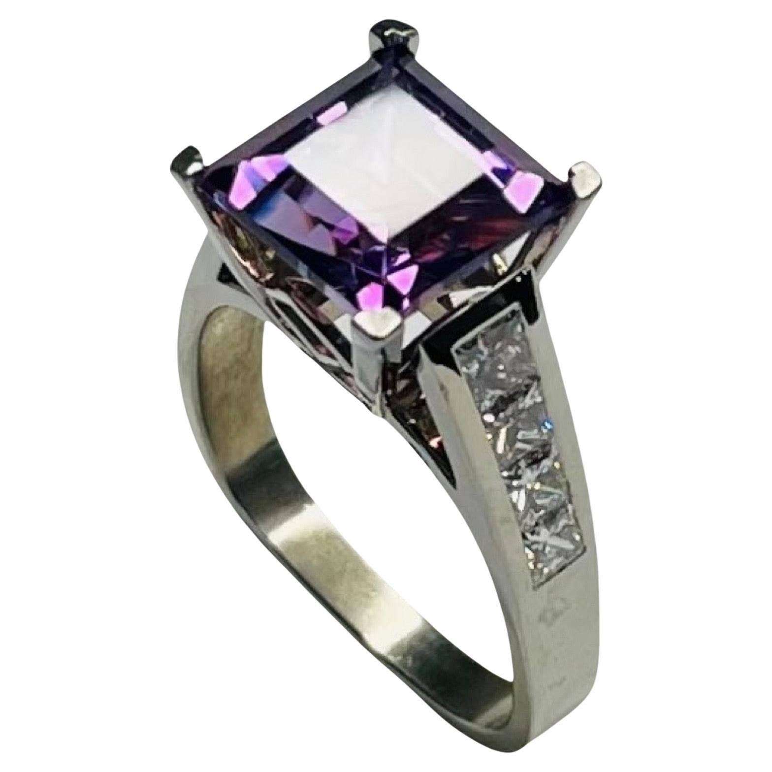 18 Karat Weißgold Amethyst-Diamant-Ring von Jean-Francois Albert