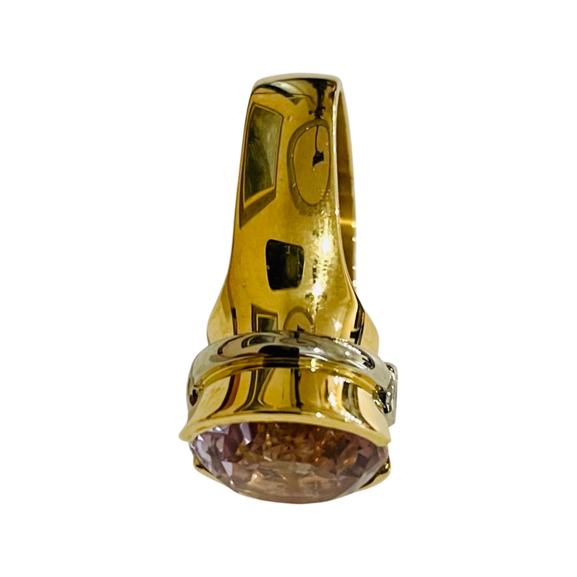 Contemporary Jean-François Albert 18K Yellow and White Gold Amethyst Ring For Sale