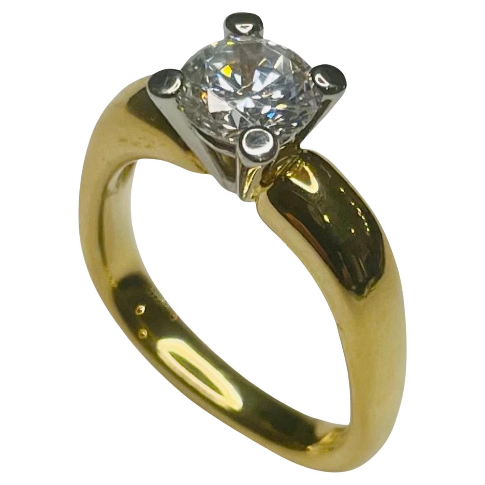 Eddie Sakamoto 18K Yellow Gold, Platinum and Diamond Ring For Sale at ...