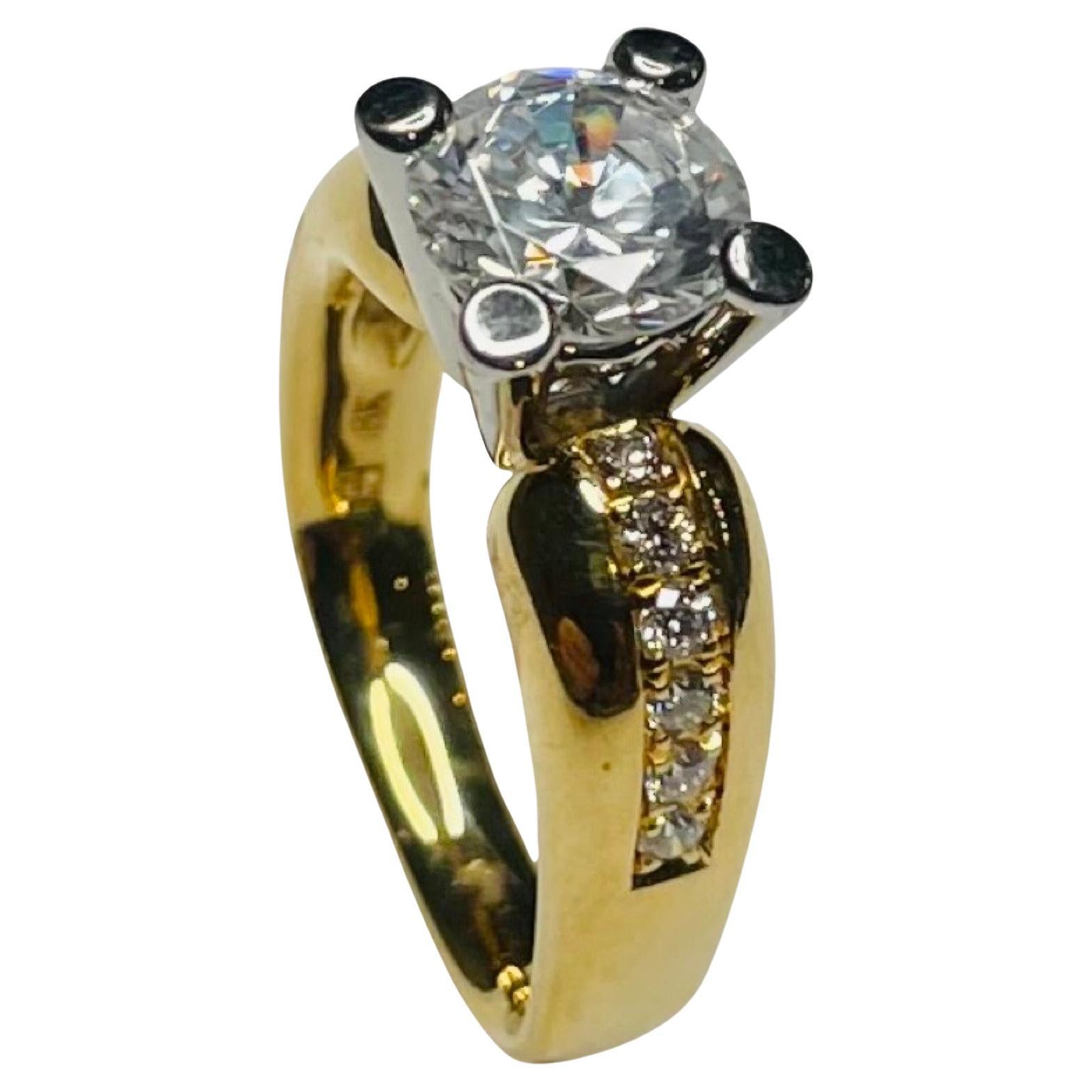 Bague de fiançailles Albert Jean-Franois en or jaune 18 carats et platine avec diamants en vente
