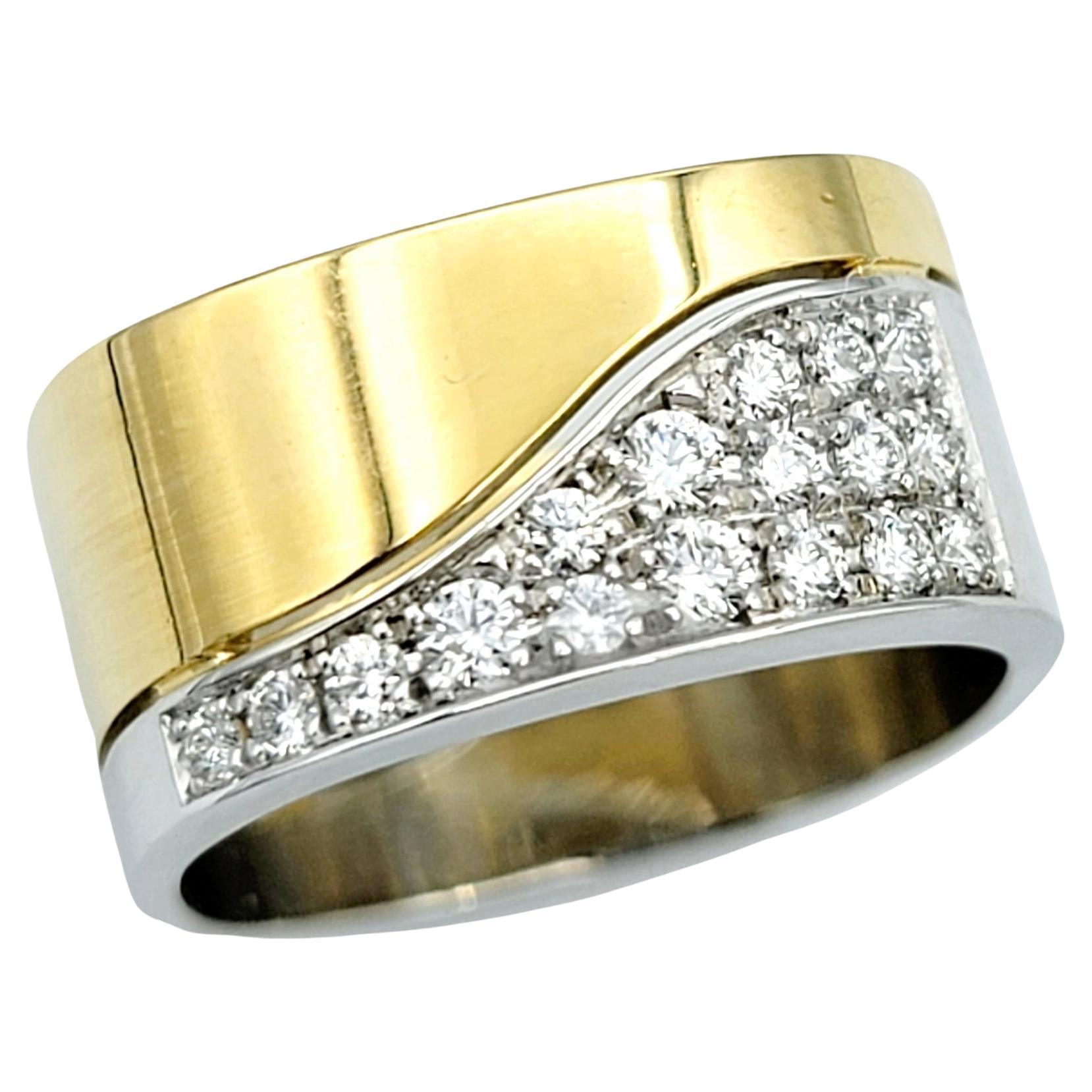 Jean-Francois Albert Two-Tone Diamond Squared 'Signature Fit' Band Ring, E-F/VS