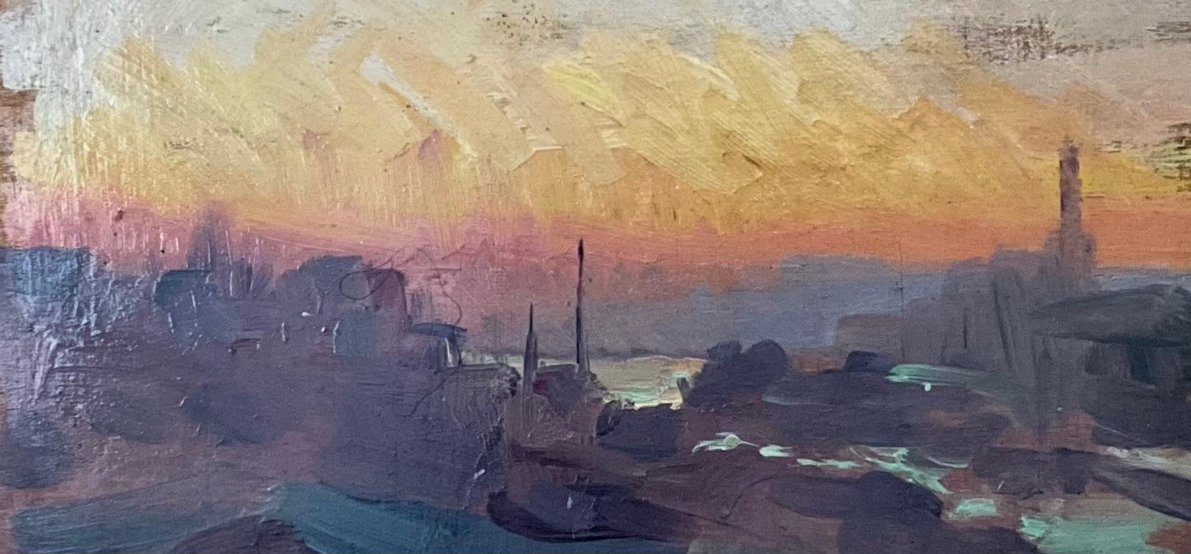 5 schizzi ad olio di Jean Frank Baudoin  Gli schizzi di o2 hanno anche  sul retro recto.verso - Painting Postimpressionismo di Jean-François Baudoin