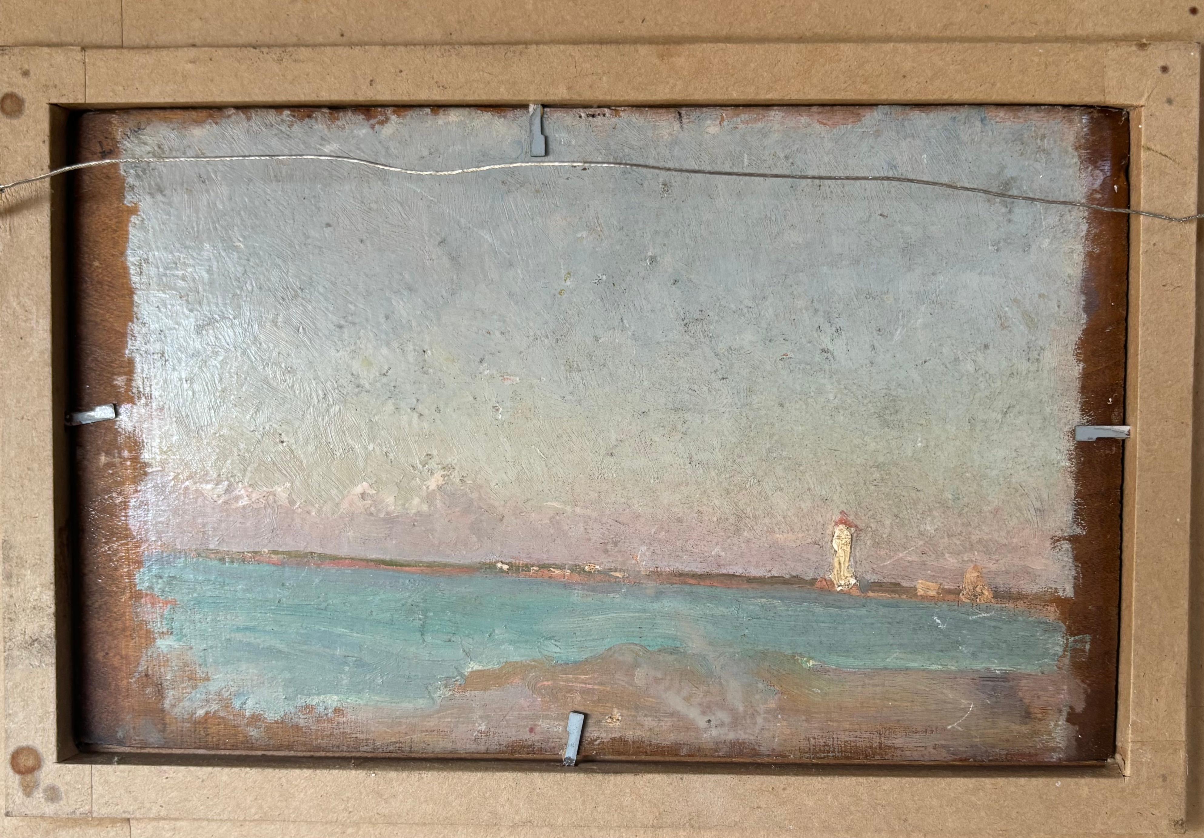 5 schizzi ad olio di Jean Frank Baudoin  Gli schizzi di o2 hanno anche  sul retro recto.verso - Landscape Painting Marrone di Jean-François Baudoin