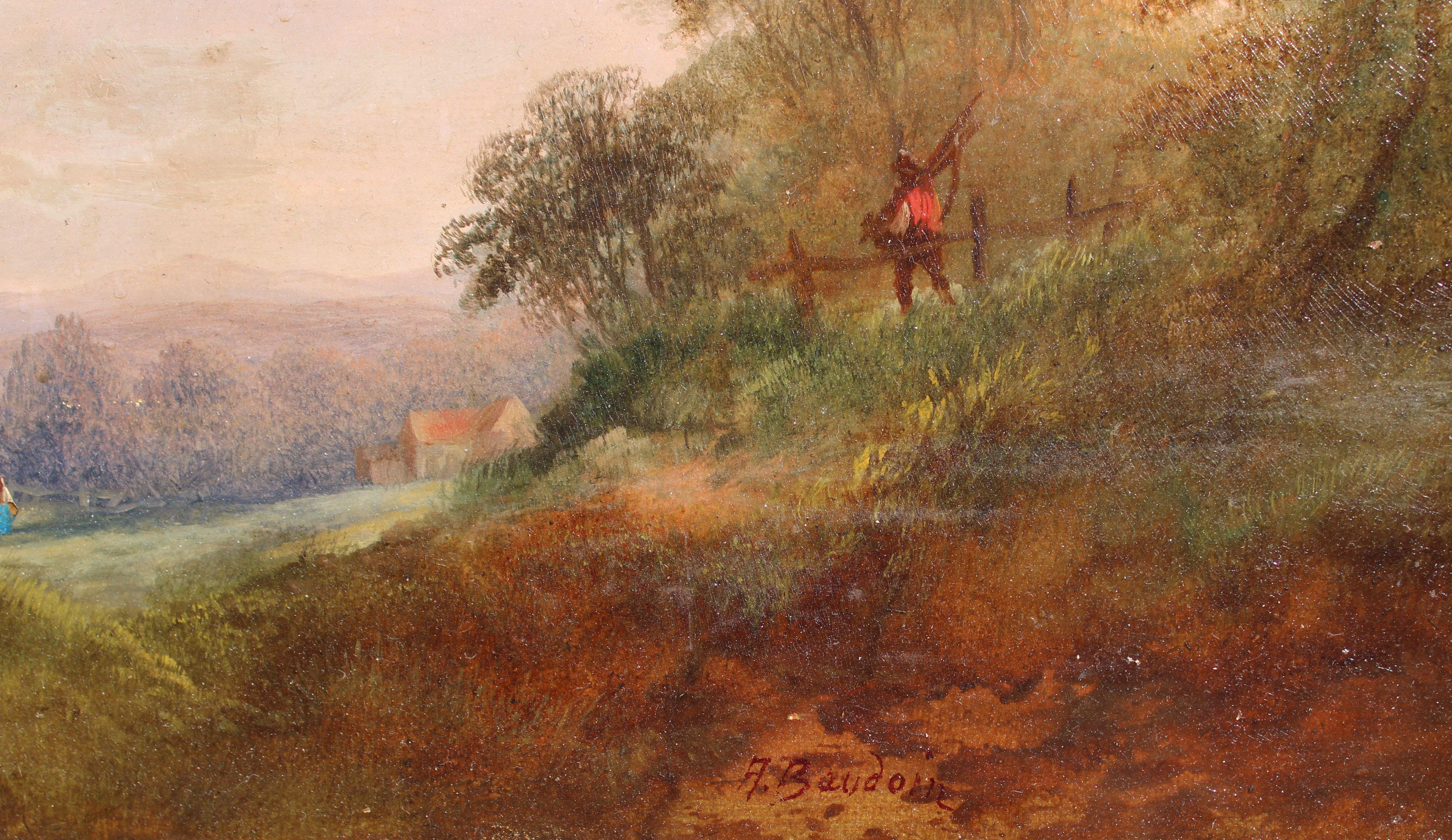 Paysage français  Huile sur carton 22,5x30 cm - Painting de Jean-François Baudoin