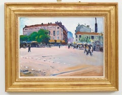 Impressionist Painting of Place de la Bataille, Paris Street scene, Figures