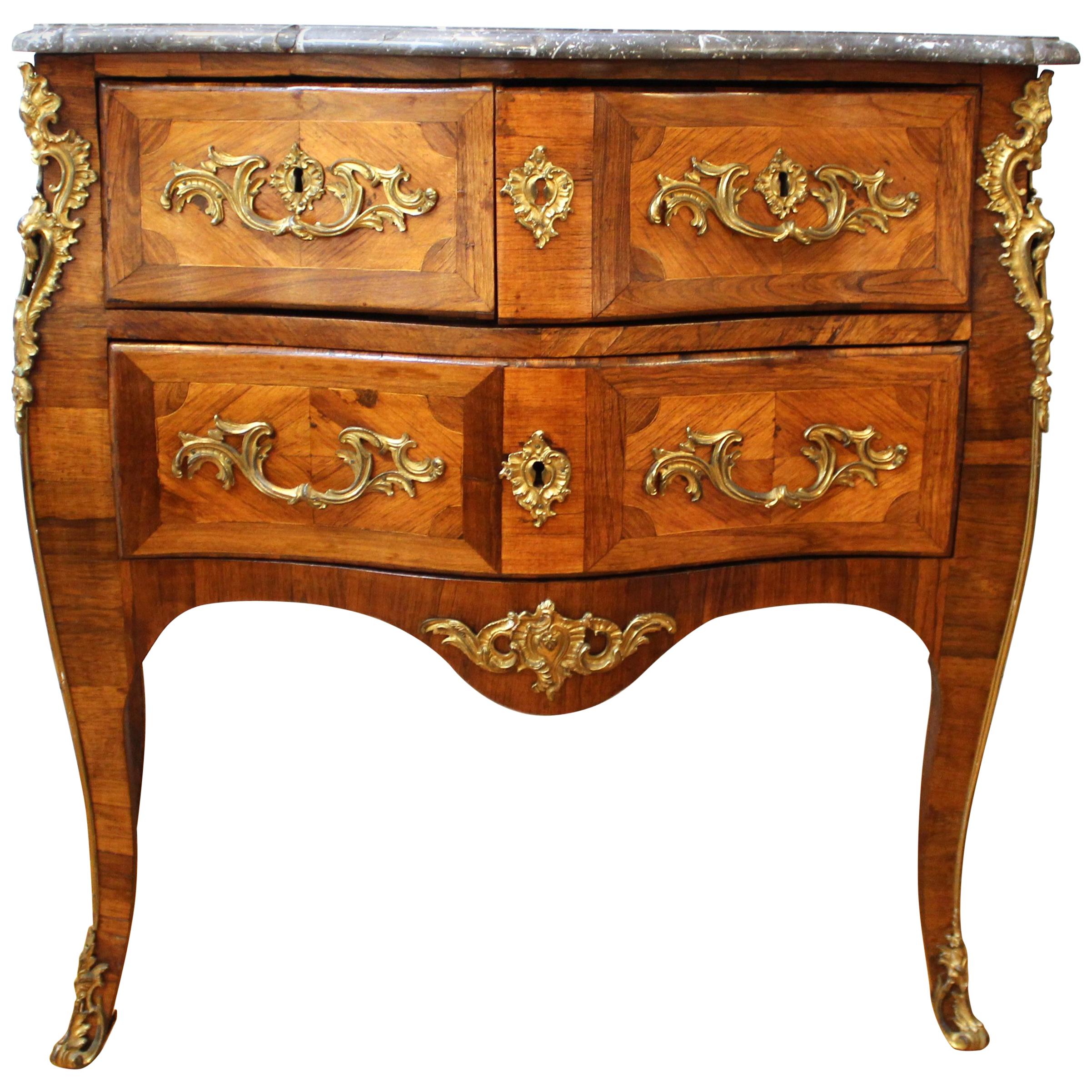 Jean-Francois Coulon French Louis XV Bombe Commode with Marble Top