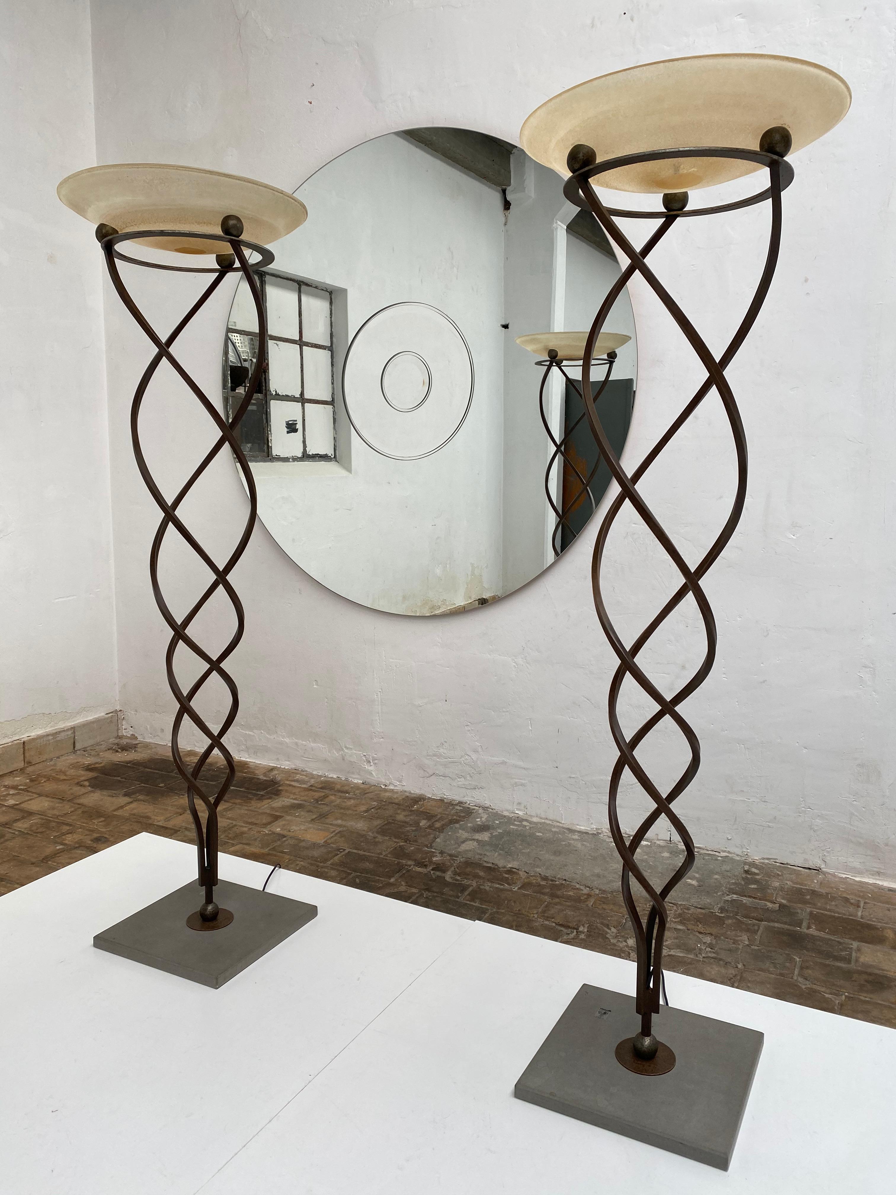 Modern Jean Francois Crochet & Sergio Terzani Pair of Antinea Floor Lamps, Italy, 1989