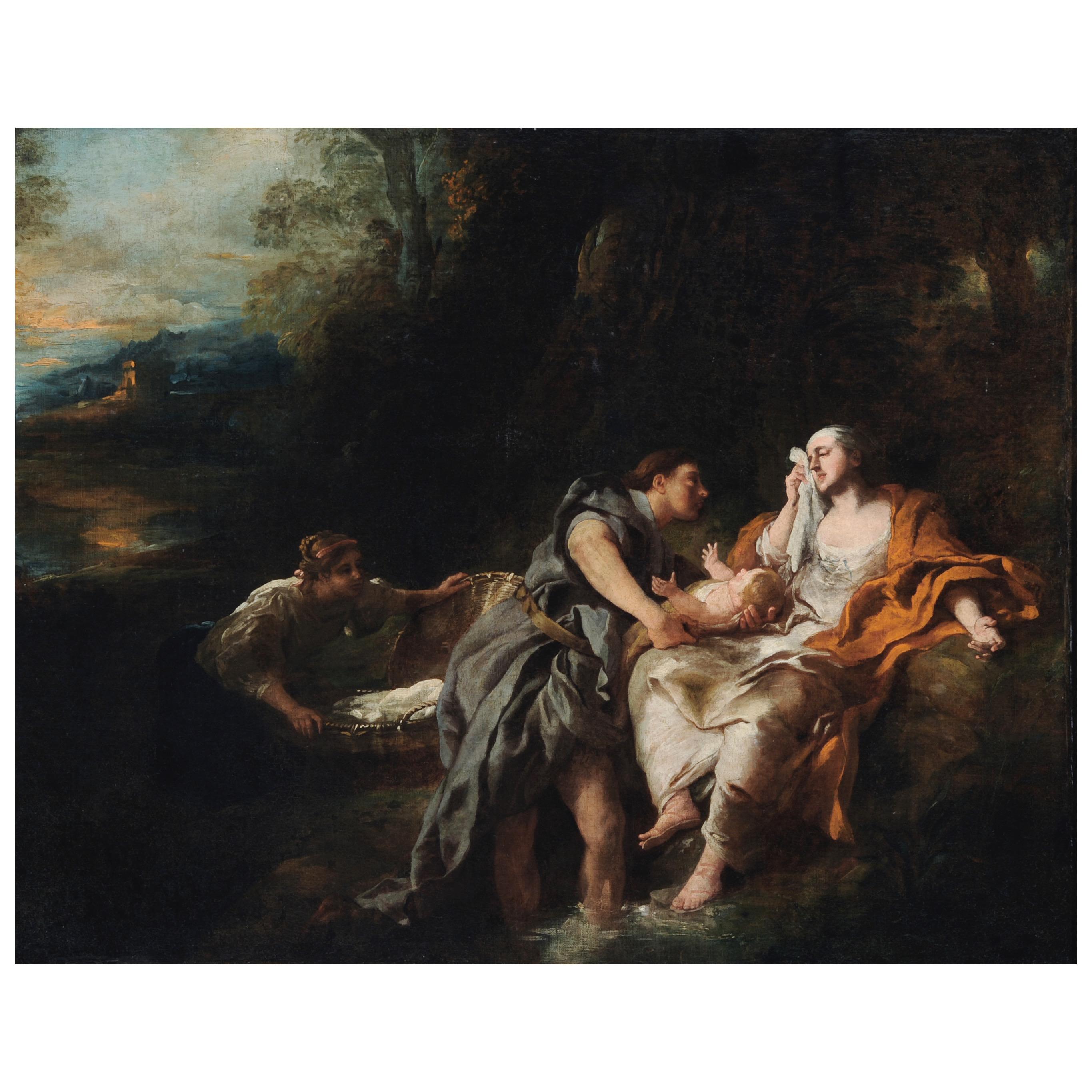 La découverte de Moïse - Rococo Painting par Jean François de Troy