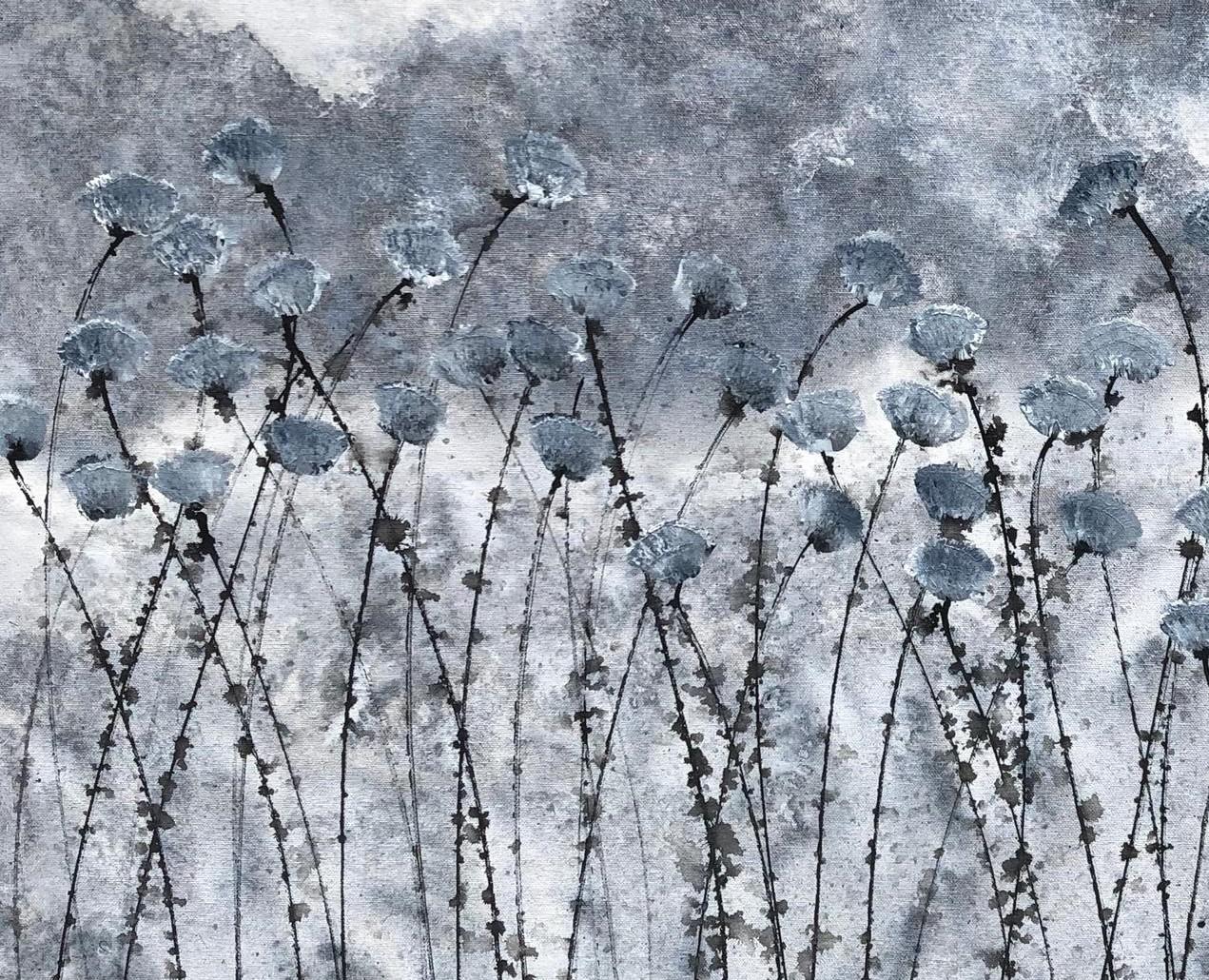 « Realm of Soul », peinture florale sur toile 80 x80 cm, calme, harmonie, soirée 2
