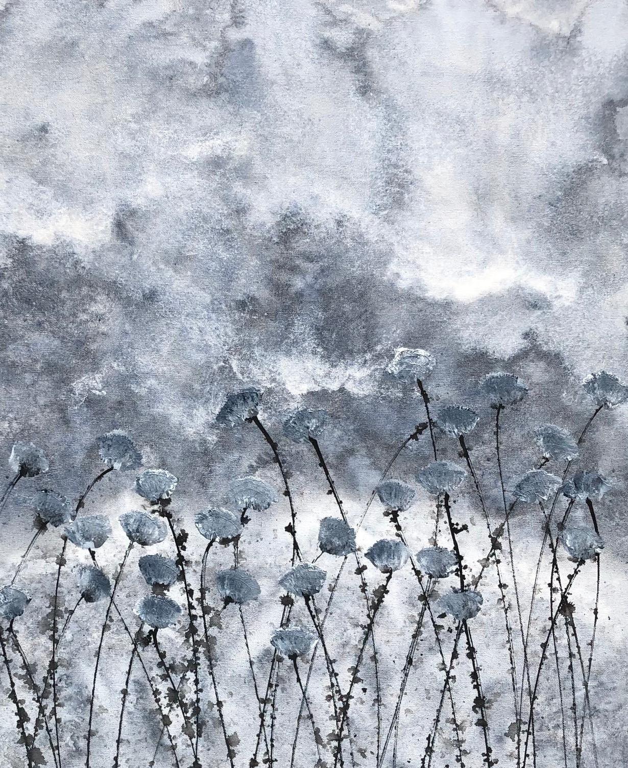 « Realm of Soul », peinture florale sur toile 80 x80 cm, calme, harmonie, soirée 3