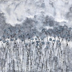« Realm of Soul », peinture florale sur toile 80 x80 cm, calme, harmonie, soirée