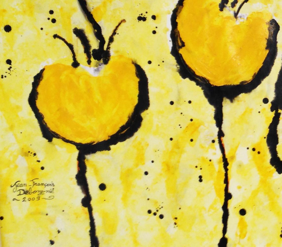 Morning Glory II - Yellow Landscape Painting by Jean-François Debongnie