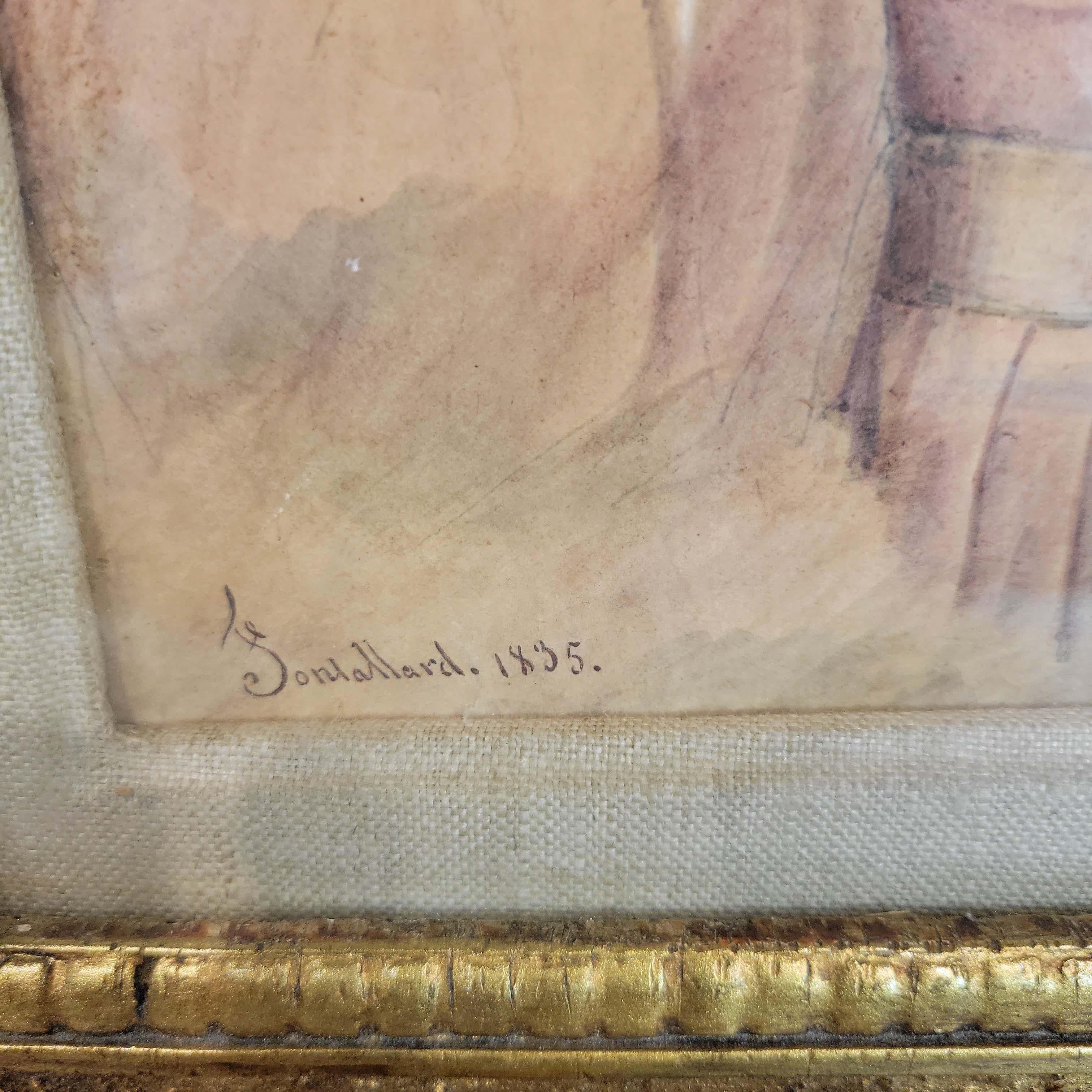 Hand-Painted Jean-Francois-Gerard Fontallard 'French' W/C Painting of a Beauty For Sale