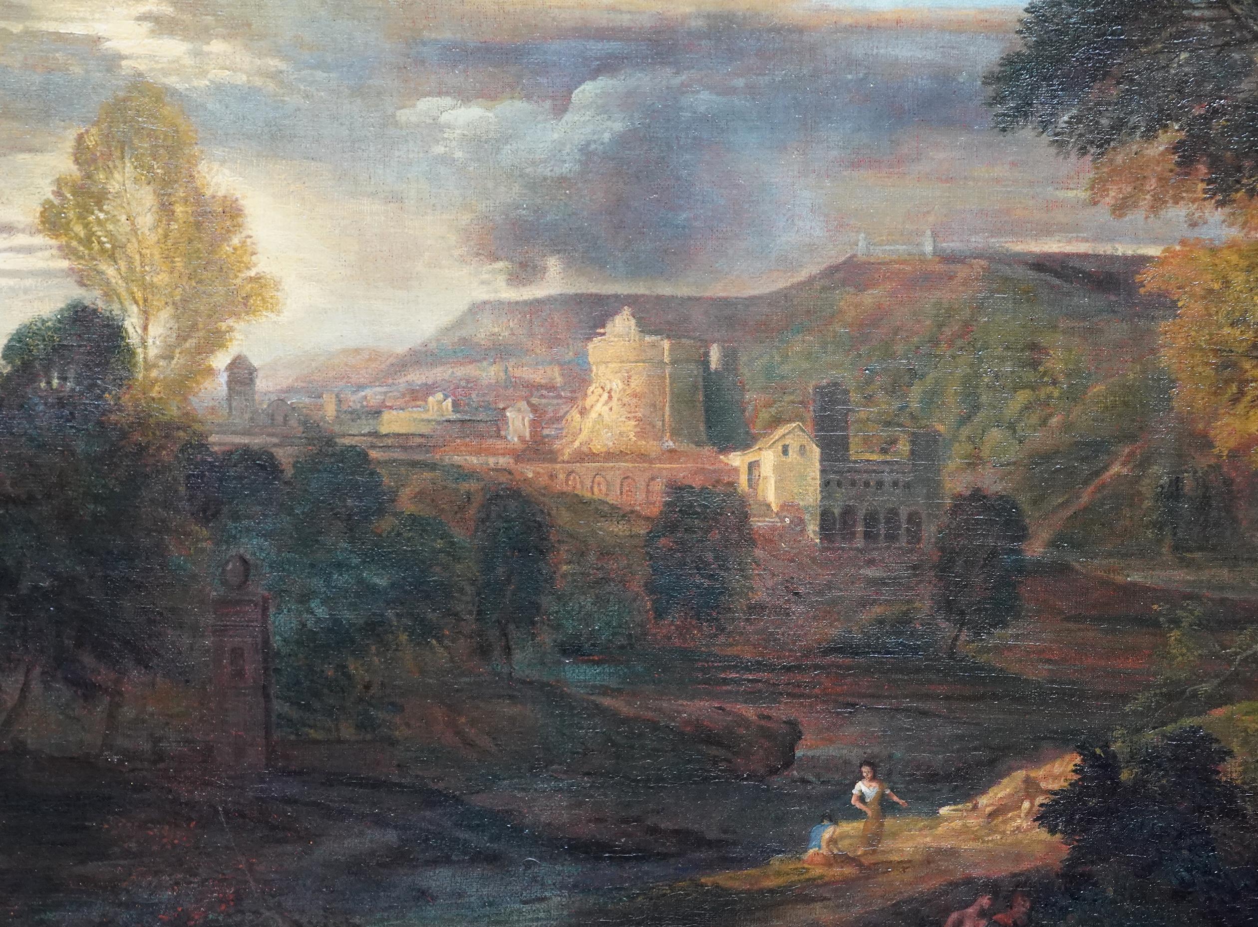 Paisaje clásico - Arte francés del siglo XVII Pintura al óleo Old Master - Landscape Painting Beige de Jean François Millet