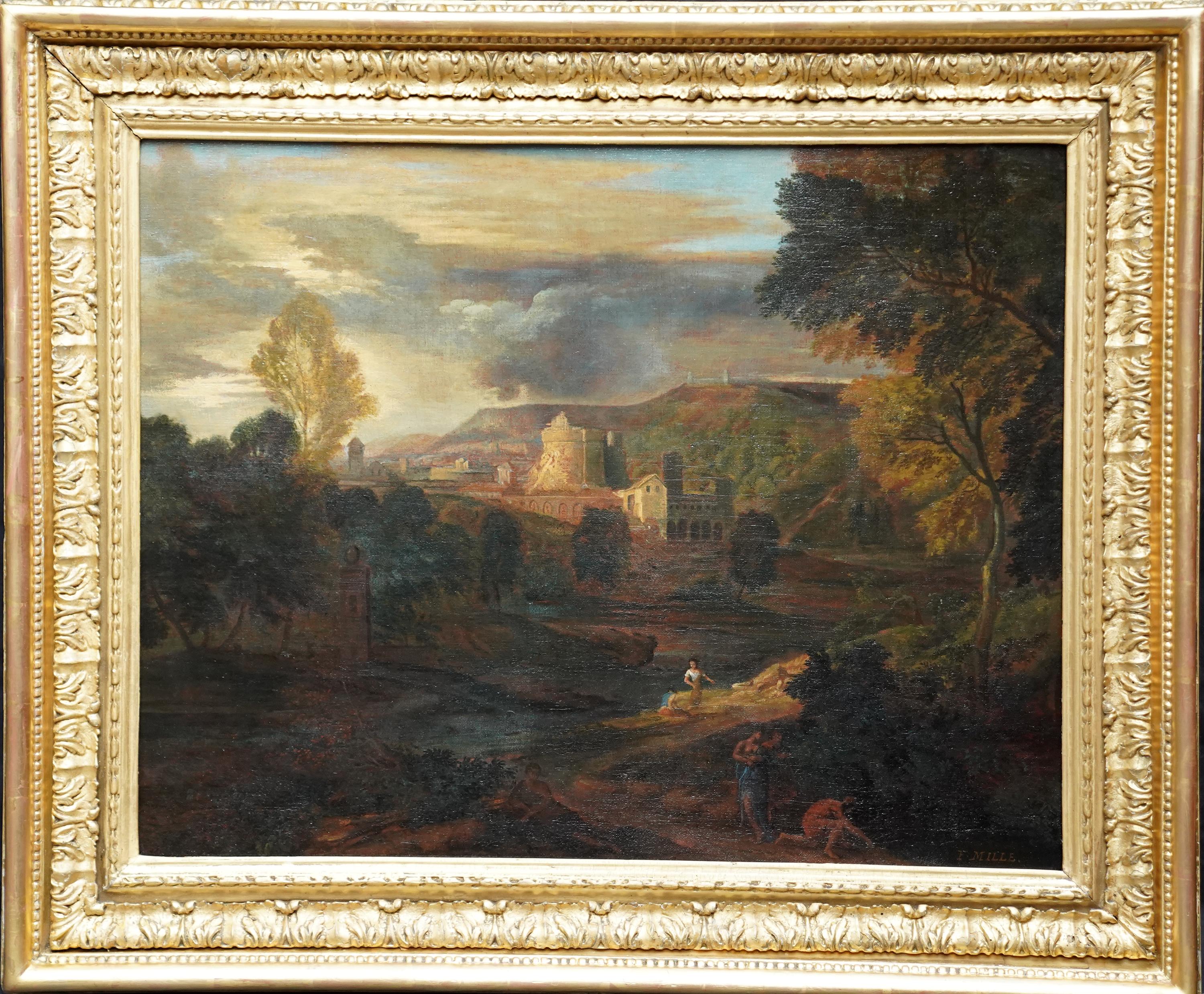 Jean François Millet Landscape Painting – Klassische Landschaft - Französische Kunst des 17. Jahrhunderts, Ölgemälde eines Alten Meisters