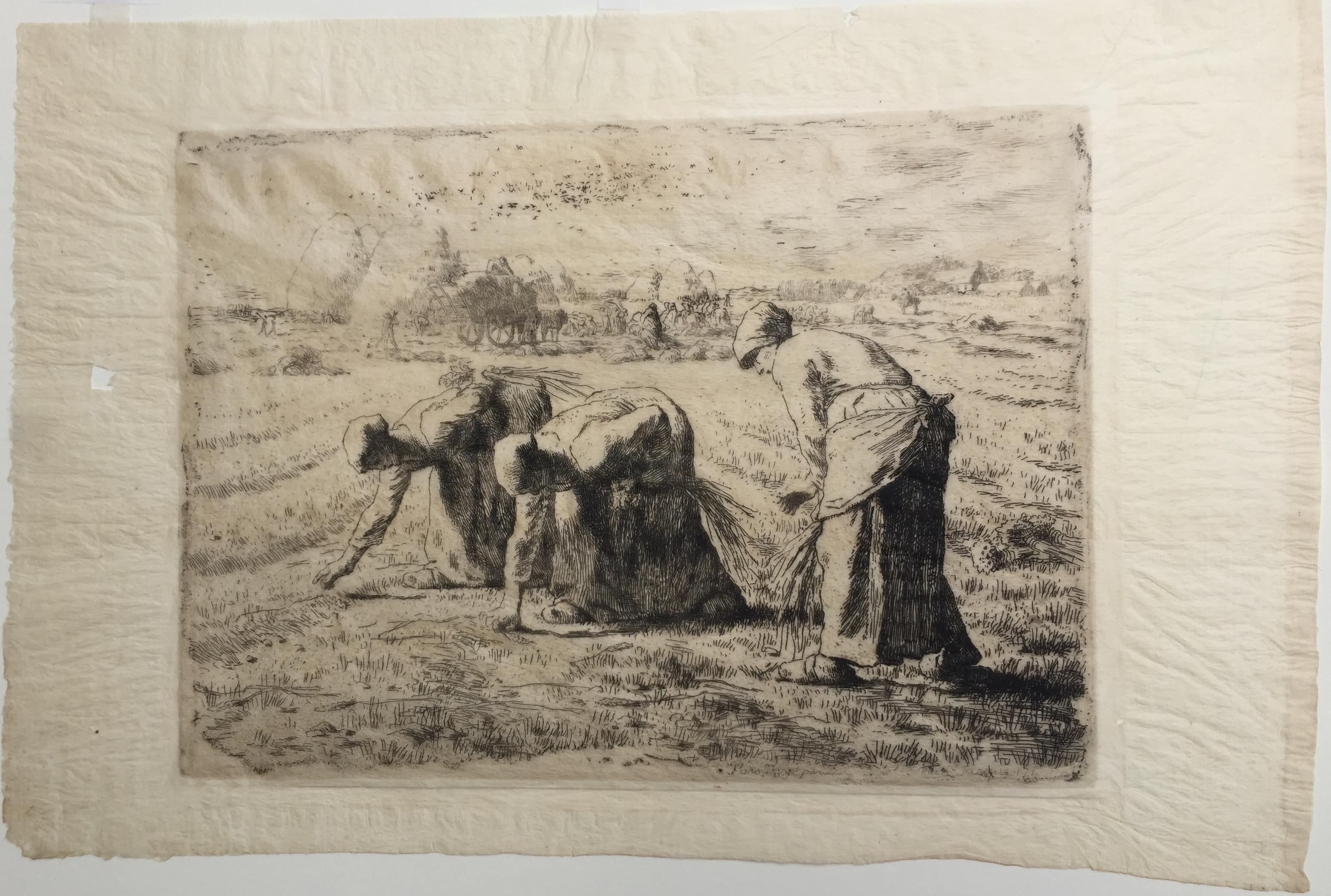 LES GLANEUSES - Barbizon School Print by Jean François Millet