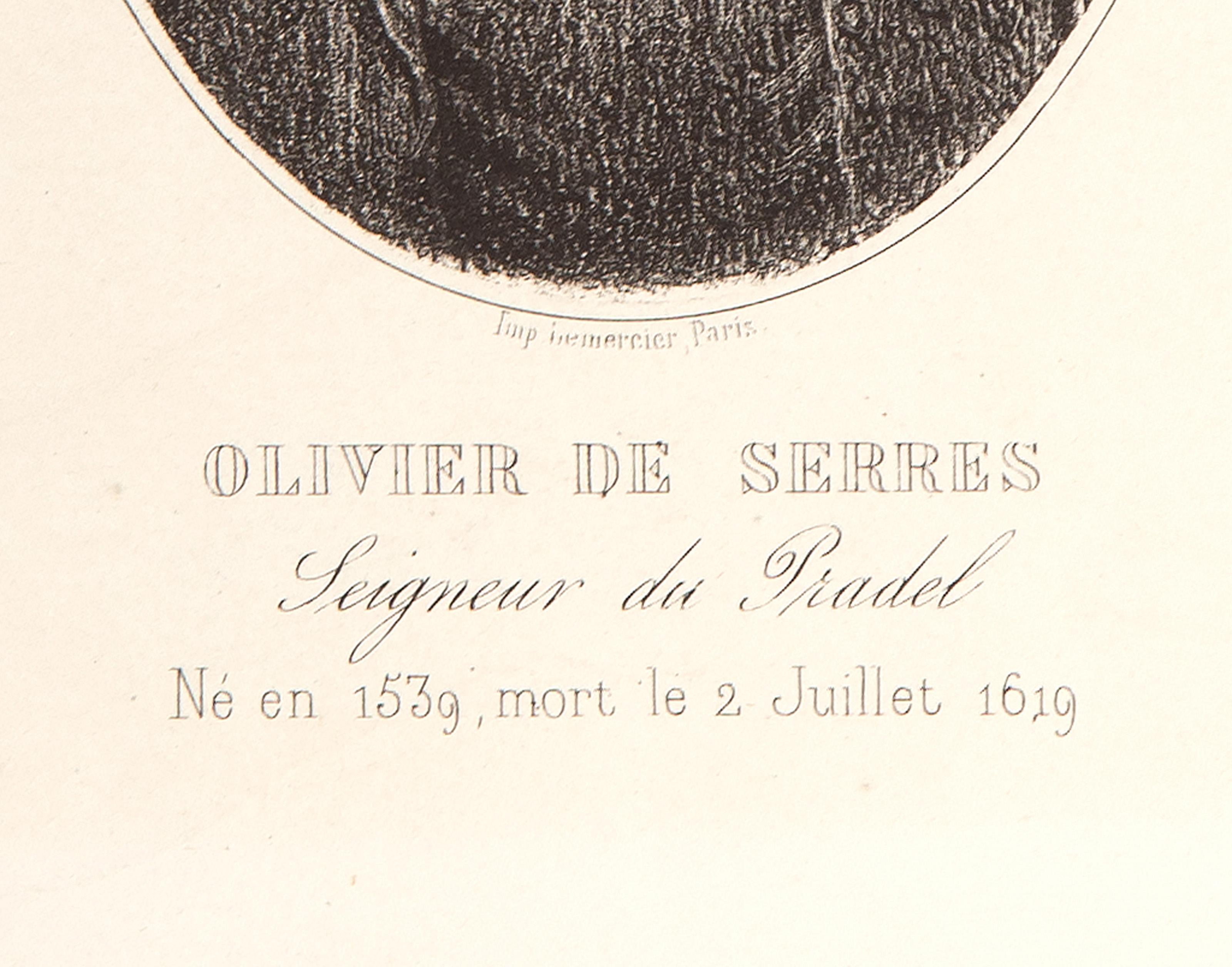 Portrait d'Olivier de Serres, Modern Lithograph by Jean-François Millet For Sale 1